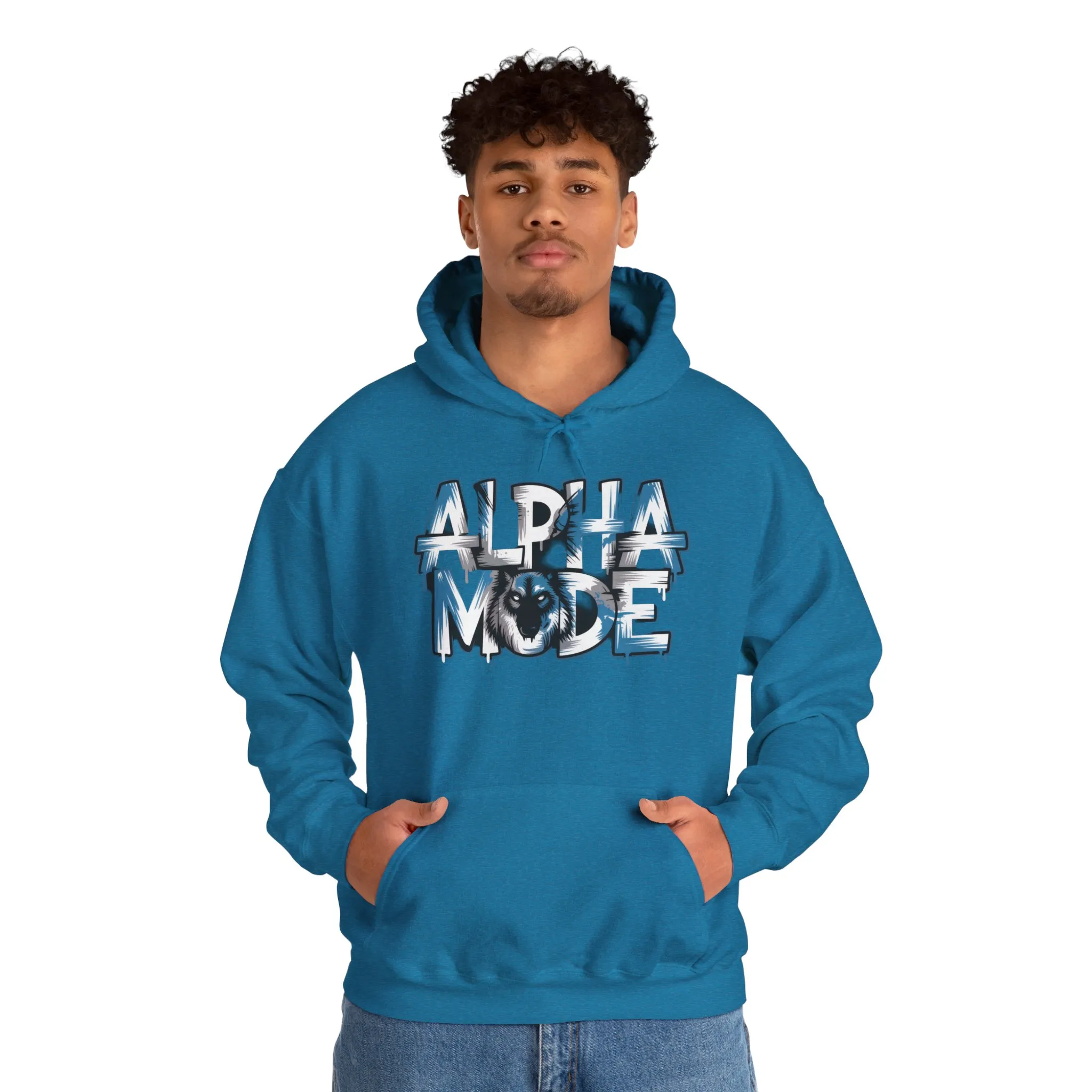 Mens Heavy Blend™ Hooded Sweatshirt, Alpha Mode Wolf Hoodie Mens Bold Streetwear - Image 27