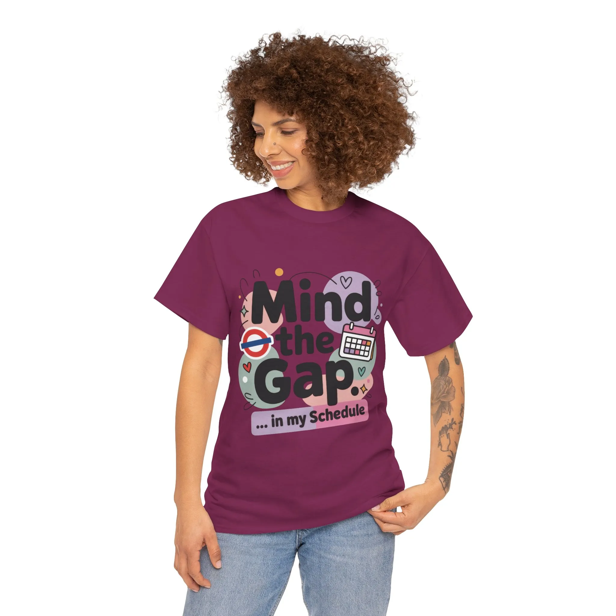 Womens Funny T-Shirt, Mind The Gap, Office Humor Schedule Graphic Tee - Image 26