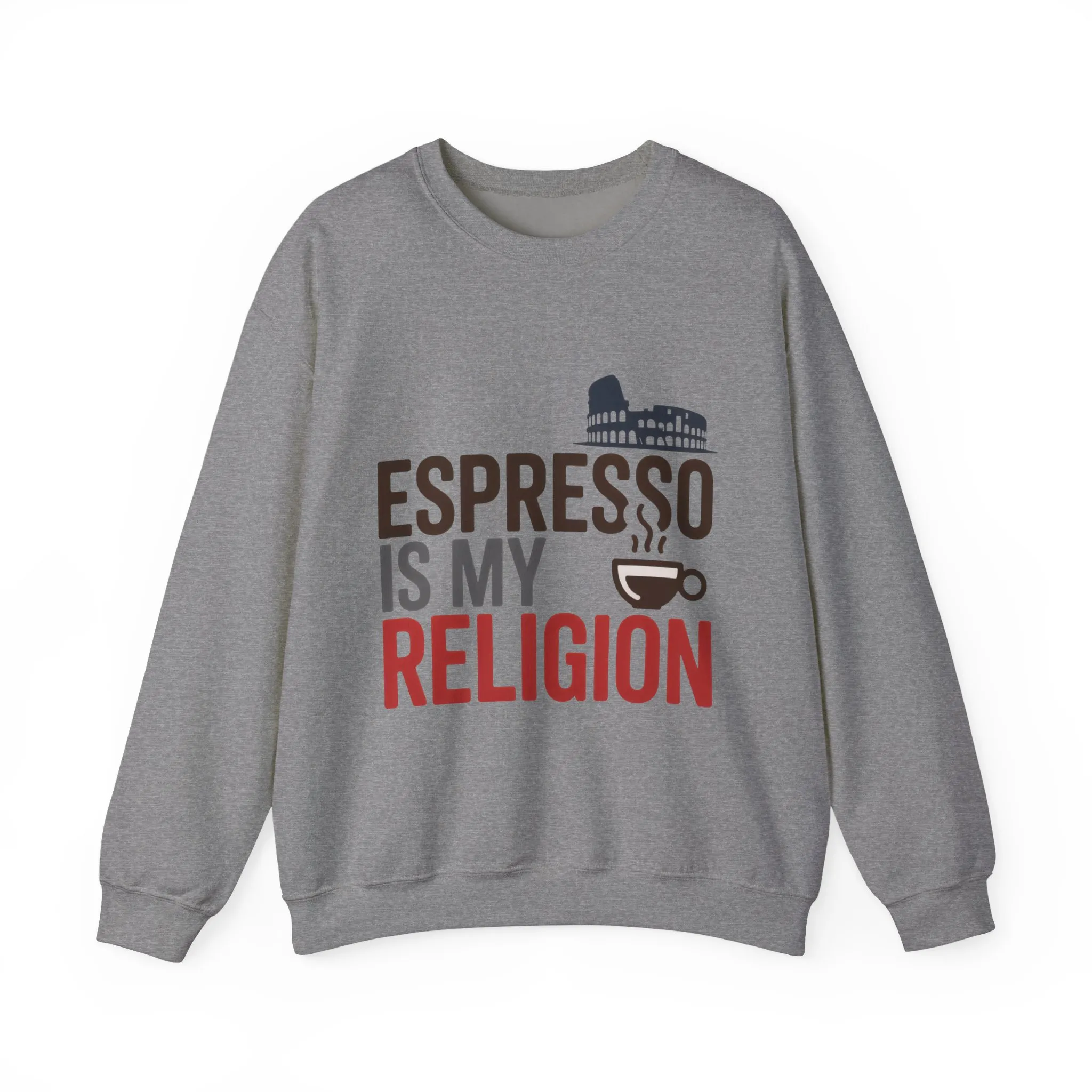 Mens Heavy Blend™ Crewneck Sweatshirt, Espresso Is My Religion Coffee Rome Mens Sweatshirt, Barista Gift, Coffee Lover Gift - Image 10