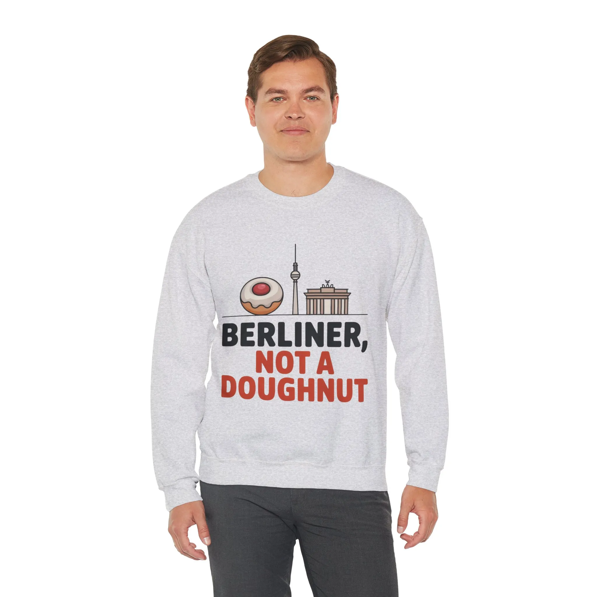 Mens Heavy Blend™ Crewneck Sweatshirt, Berliner Not a Doughnut Funny Berlin Mens Sweatshirt - Image 6