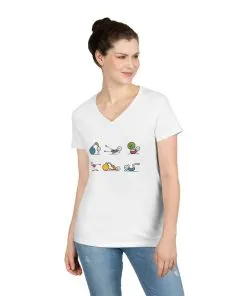 Ladies V-Neck T-Shirt, Fit Fun Pilates Figure Womens T-Shirt, Cute Workout Tee, Funny Yoga Gym Top for Women