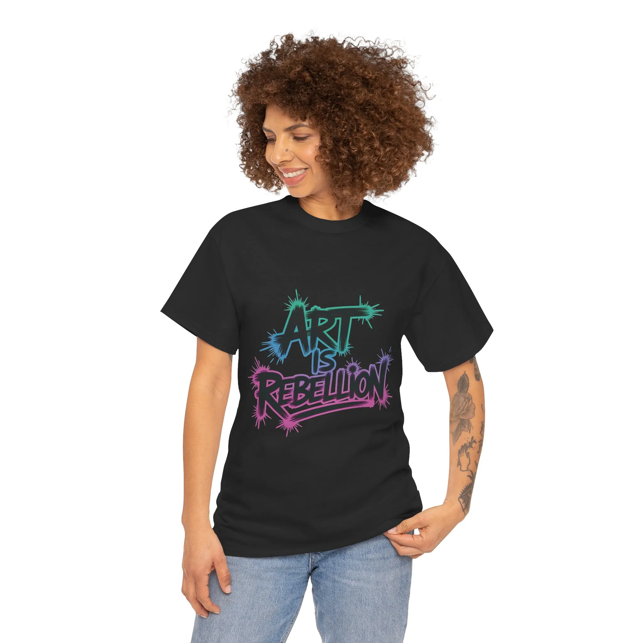 Art Is Rebellion Women's Graphic T-Shirt, Graffiti Street Art Tee, Bold Rebel Statement Top - Image 8