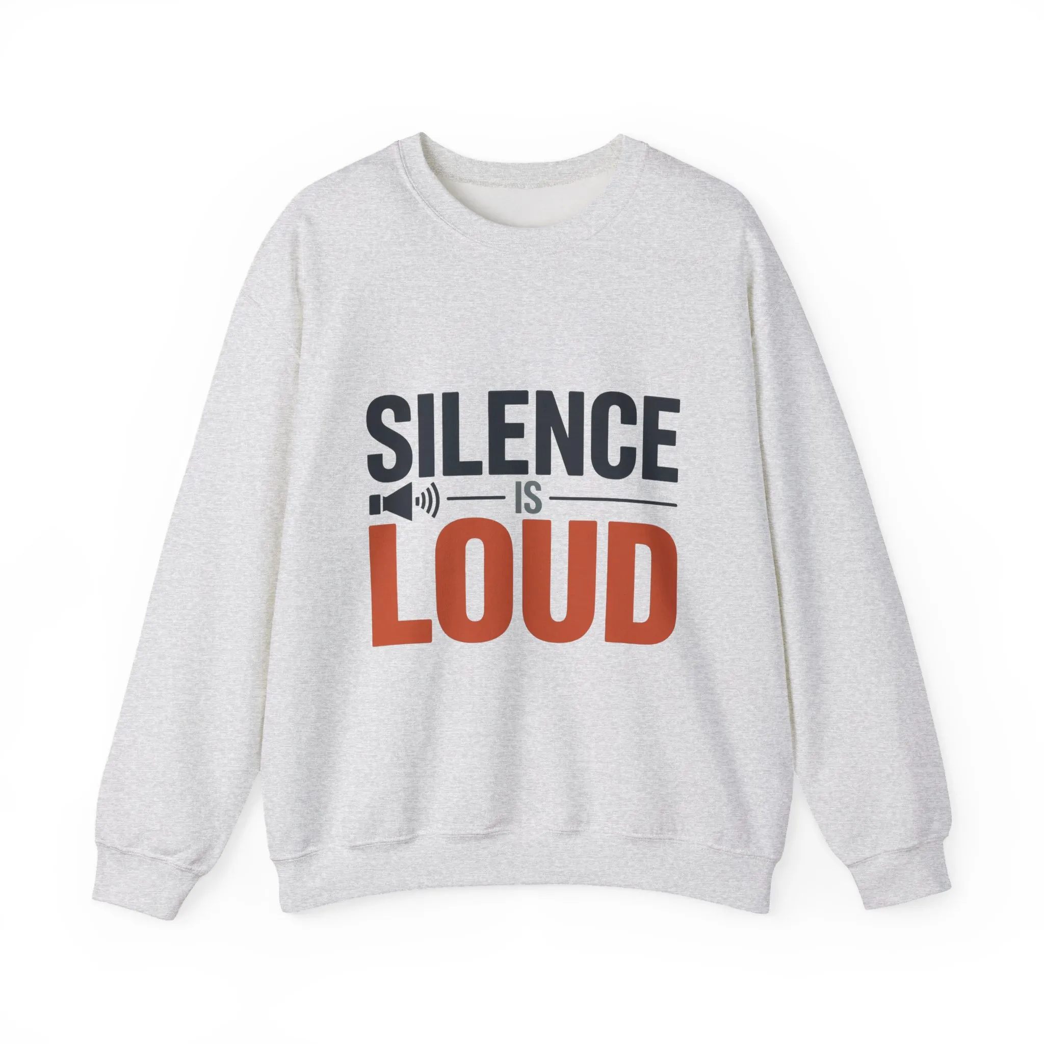 Mens Heavy Blend™ Crewneck Sweatshirt, Silence Is Loud Motivational Mens Sweatshirt - Image 2