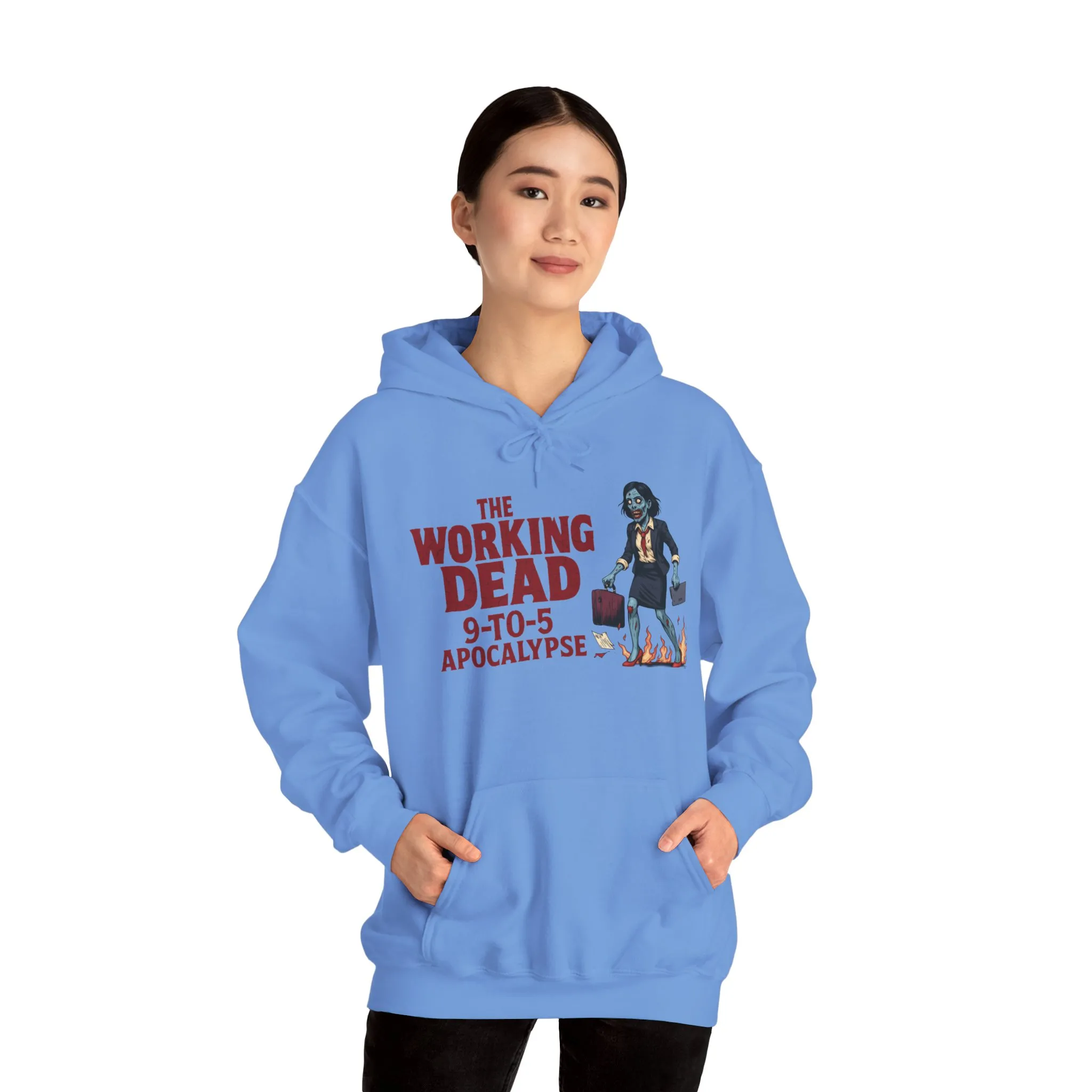 The Working Dead 9-to-5 Apocalypse Hoodie, Women's Horror Office Zombie Sweatshirt, Halloween Zombie Top, Halloween Work Top - Image 47