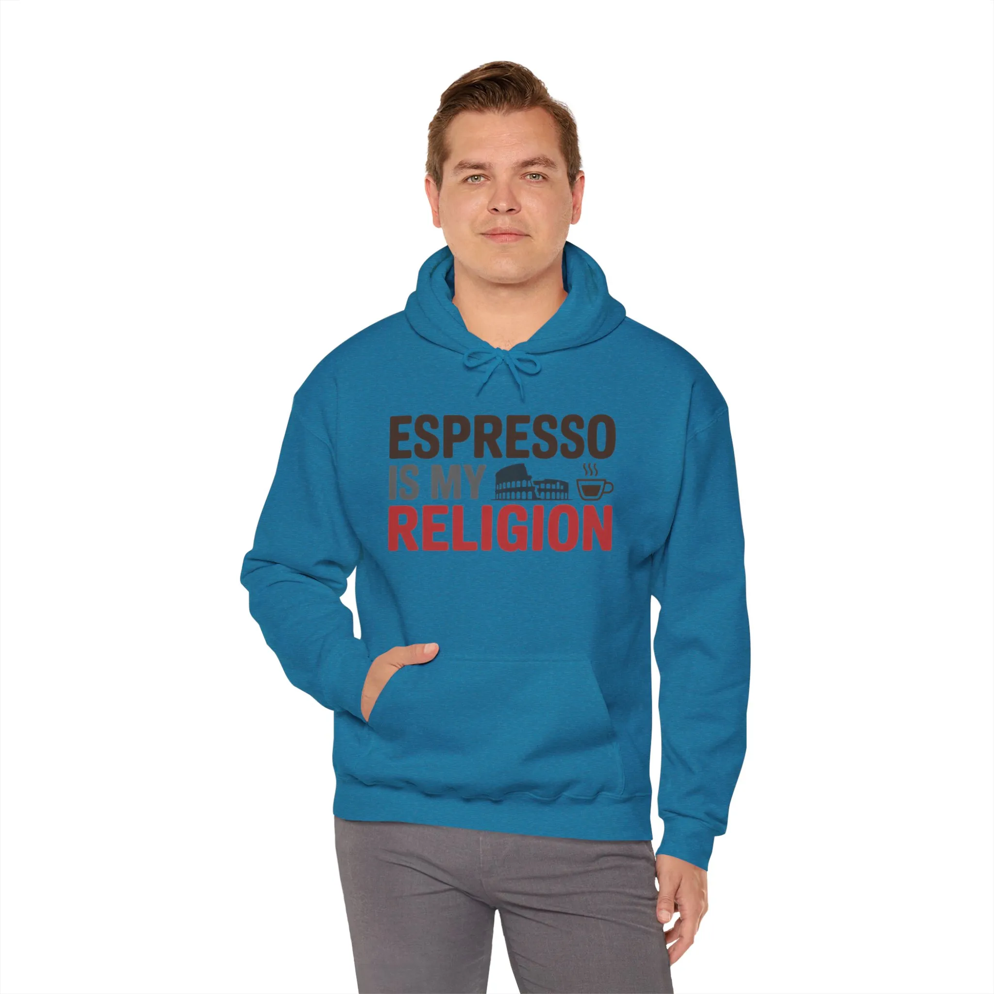 Mens Heavy Blend™ Hooded Sweatshirt, Espresso Is My Religion Coffee Rome Mens Hoodie - Image 20