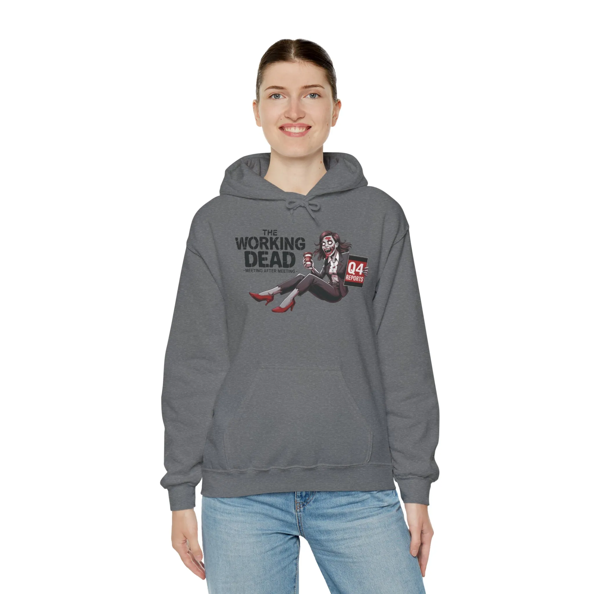 The Working Dead Women's Zombie Hoodie, Funny Office Meeting Sweatshirt, Halloween Zombie Top, Halloween Work Top - Image 16