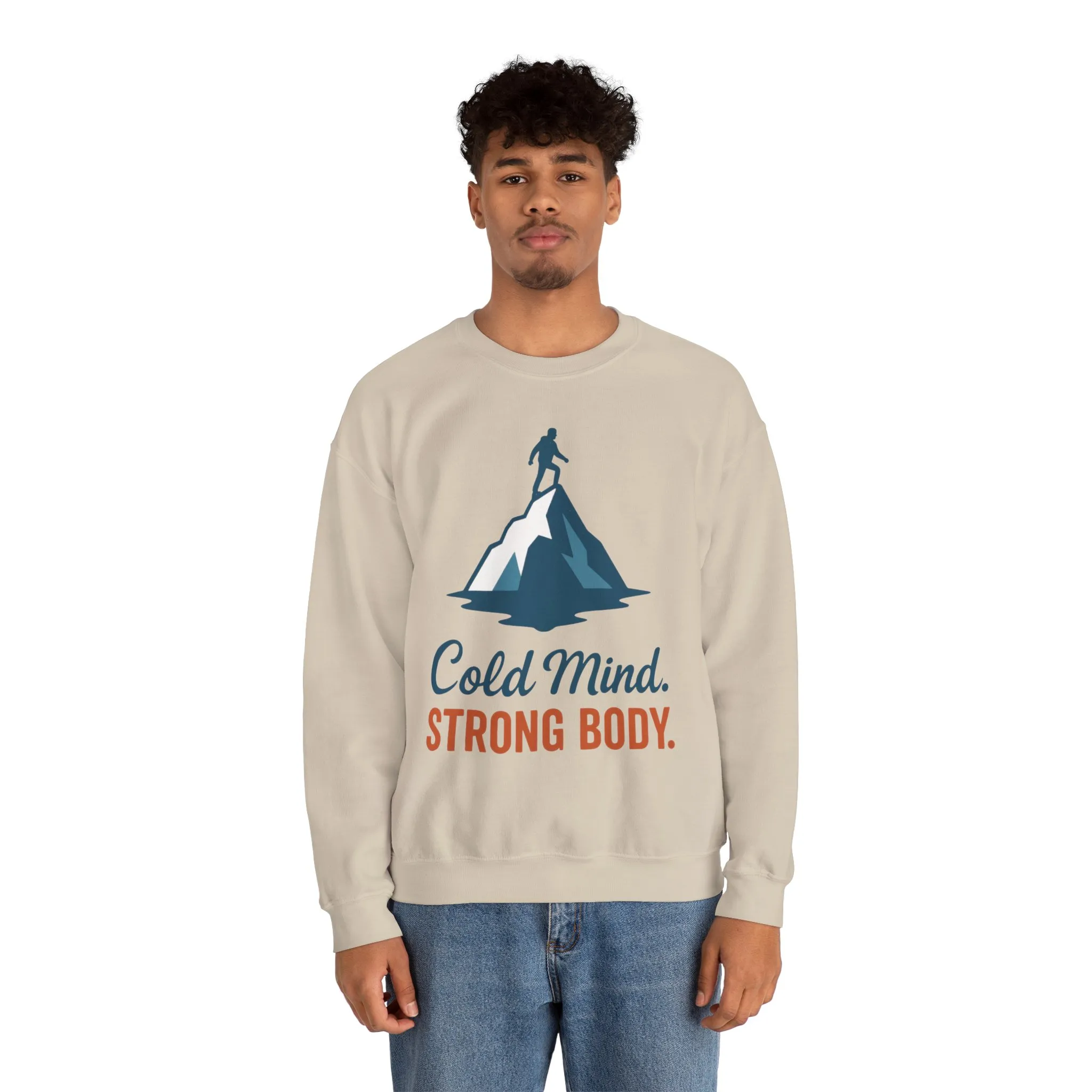 Mens Heavy Blend™ Crewneck Sweatshirt, Cold Mind Strong Body Sweatshirt, Nordic Mountain Minimalist Pullover - Image 11