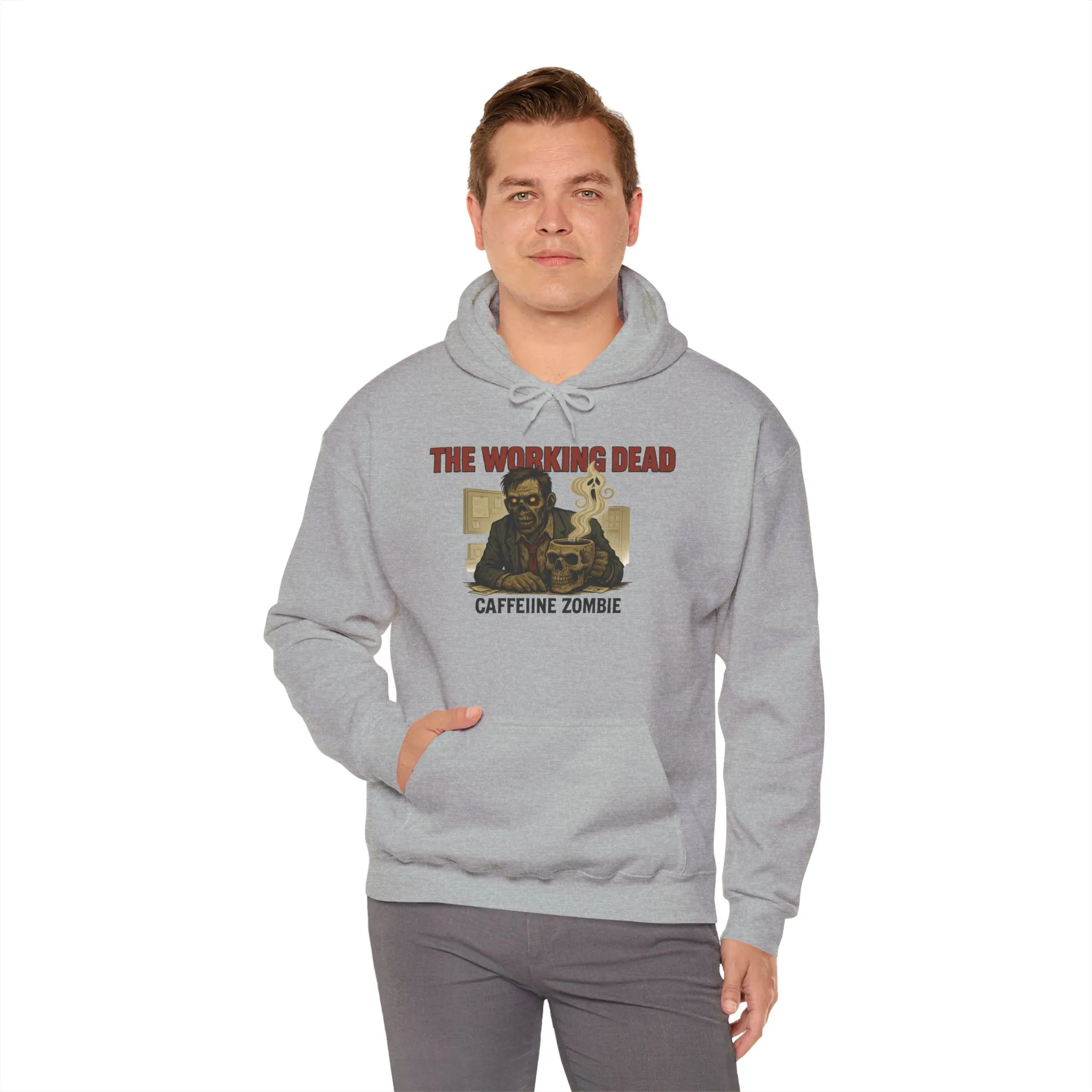 The Working Dead Men's Zombie Hoodie, Funny Office Meeting Sweatshirt, Halloween Zombie Top, Coffee Zombie Hoodie, Halloween Work Top - Image 12