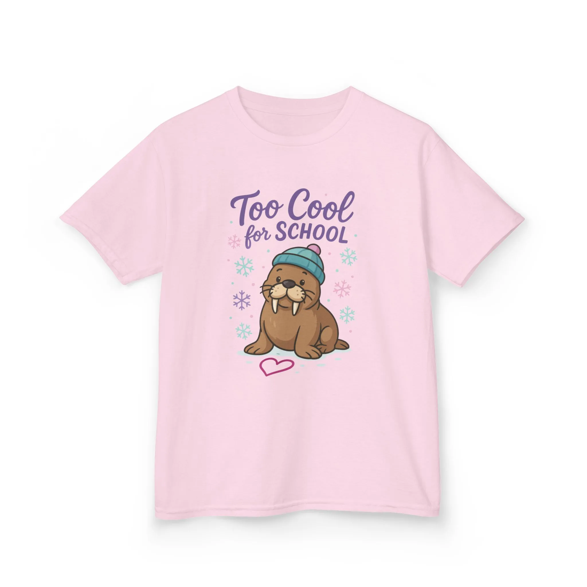 Kids Heavy Cotton™ Tee, Kids Too Cool for School Walrus T-Shirt, Cute Animal Graphic Tee, Funny Winter Shirt - Image 22