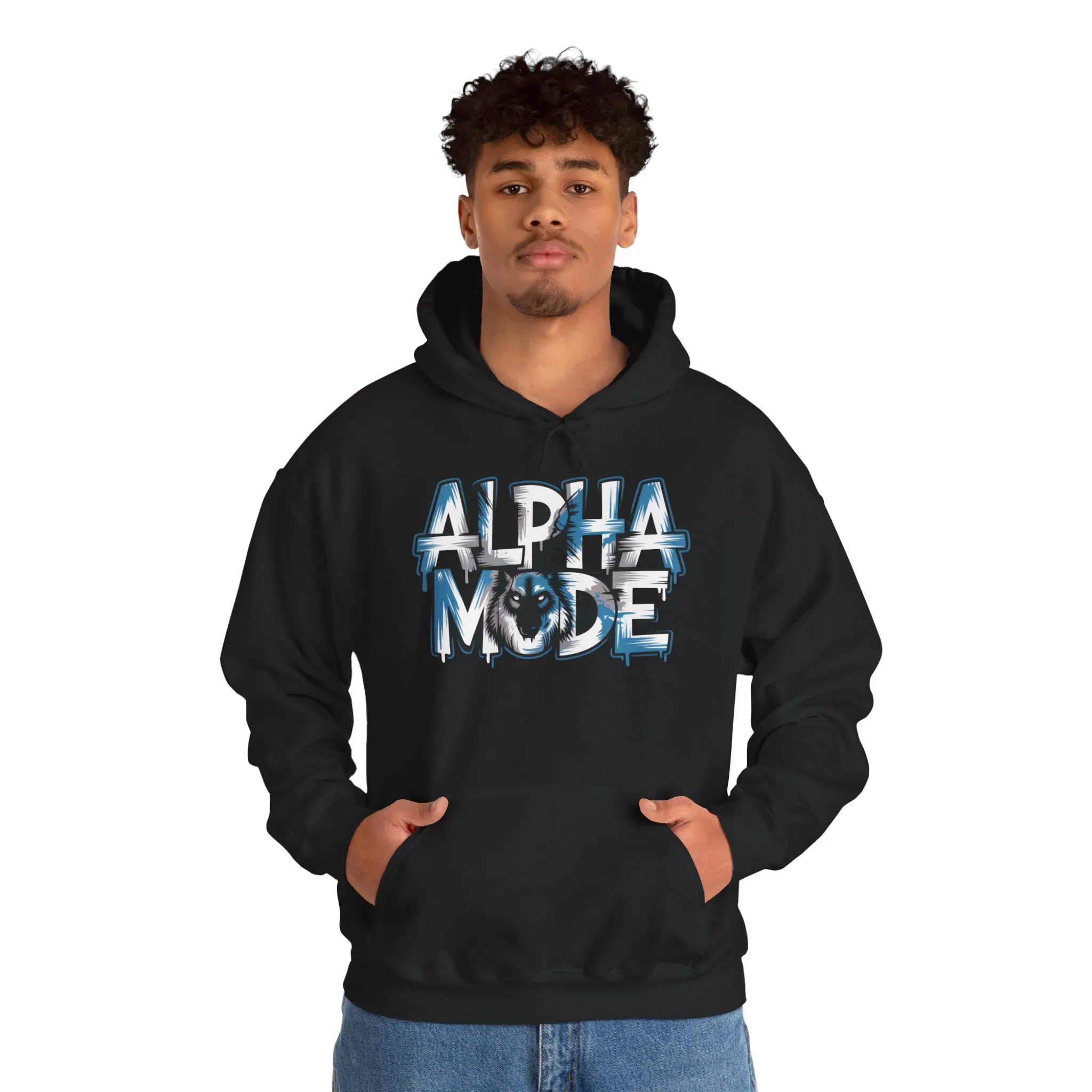 Mens Heavy Blend™ Hooded Sweatshirt, Alpha Mode Wolf Hoodie Mens Bold Streetwear - Image 7