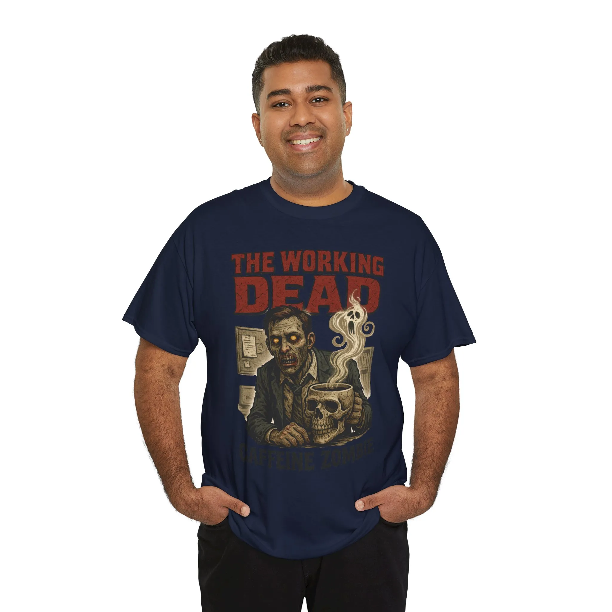 The Working Dead Men's Funny Zombie Work T-Shirt, Office Humor Tee, Halloween Office Tee, Coffee Zombie Shirt - Image 31