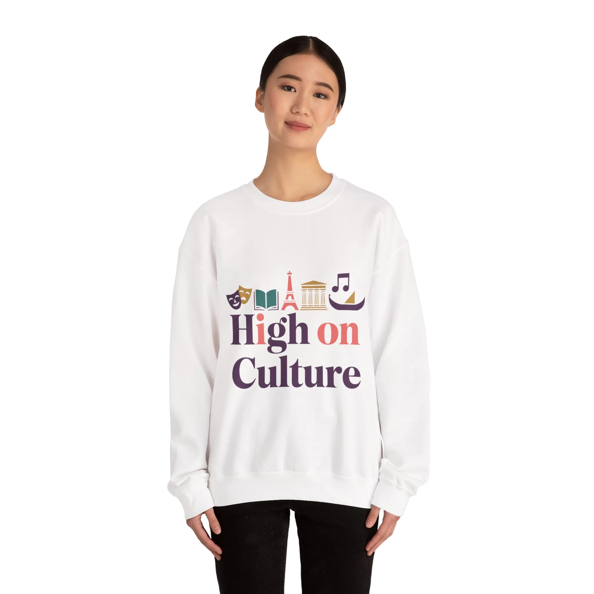 Womens Heavy Blend™ Crewneck Sweatshirt, High on Culture Womens Sweatshirt, Stylish Cultural Graphic Top