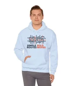 Mens Heavy Blend™ Hooded Sweatshirt, Simple Routes Bold Moves Hoodie, Unisex Metro Map Graphic, Urban Streetwear