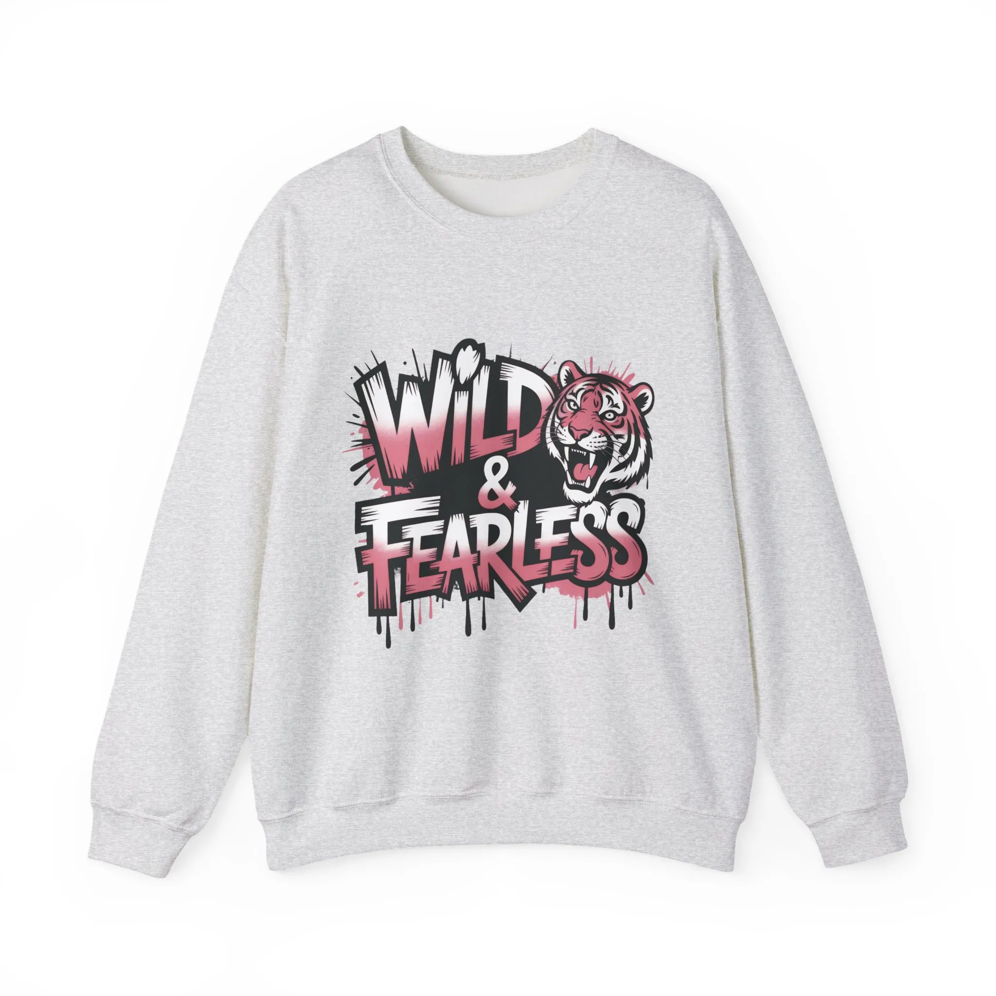 Women's Sweatshirt Wild & Fearless, Tiger Graffiti Graphic Pullover, Bold Urban Streetwear Top - Image 4