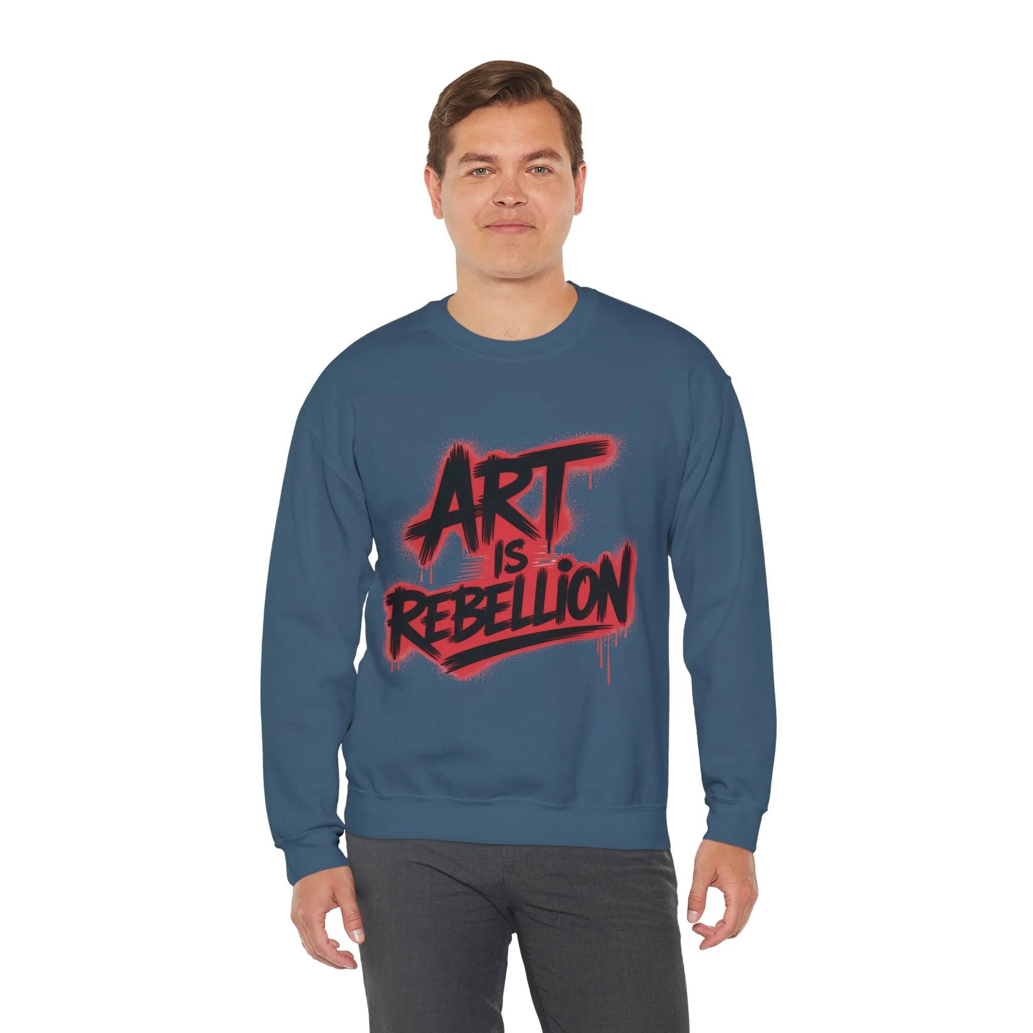 Men's Heavy Blend™ Crewneck Sweatshirt, Art Is Rebellion Men's Crewneck Sweatshirt, Graffiti Street Art Pullover, Urban Rebellion Streetwear - Image 24