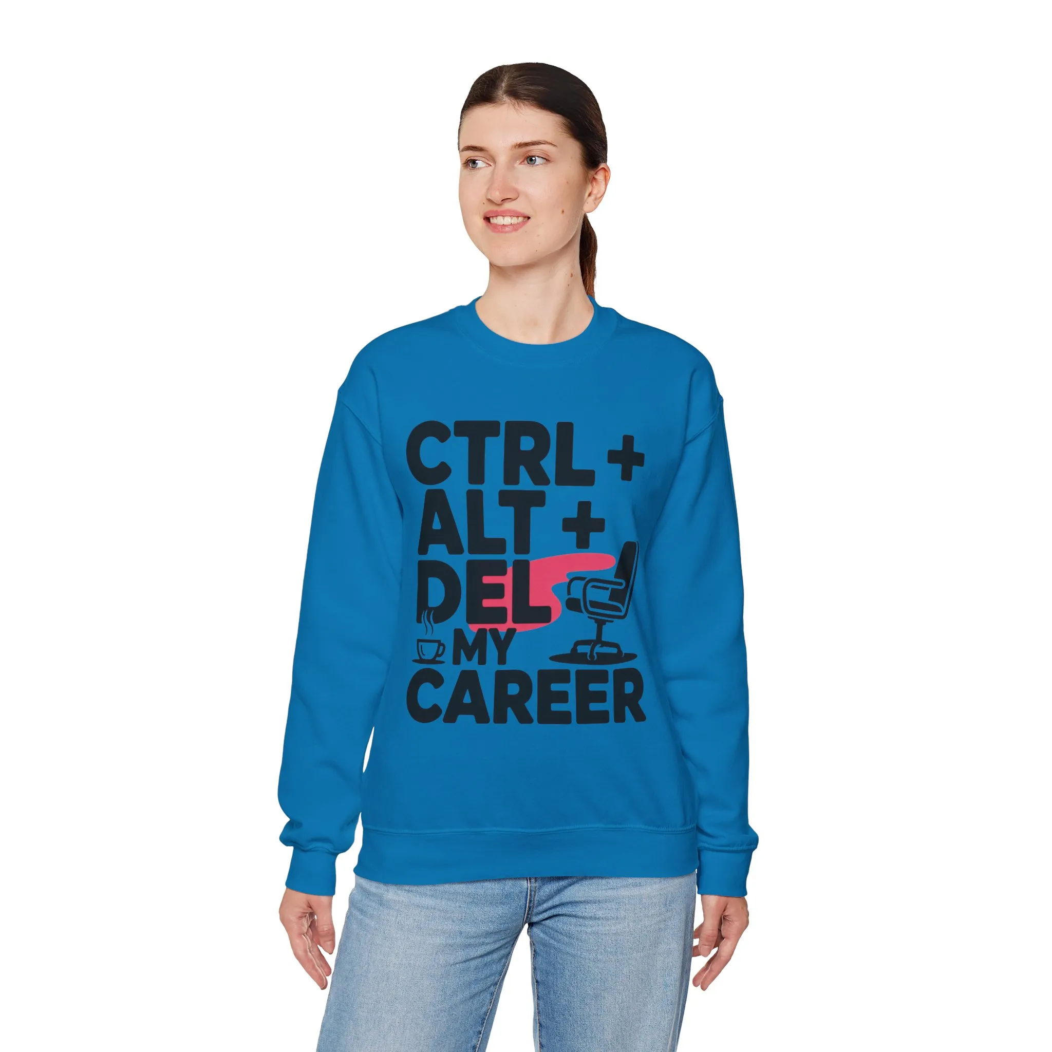 Ctrl Alt Del My Career Sweatshirt, Sarcastic Workwear Graphic Pullover, Funny Office Top, Women's Heavy Blend⢠Crewneck Sweatshirt - Image 15