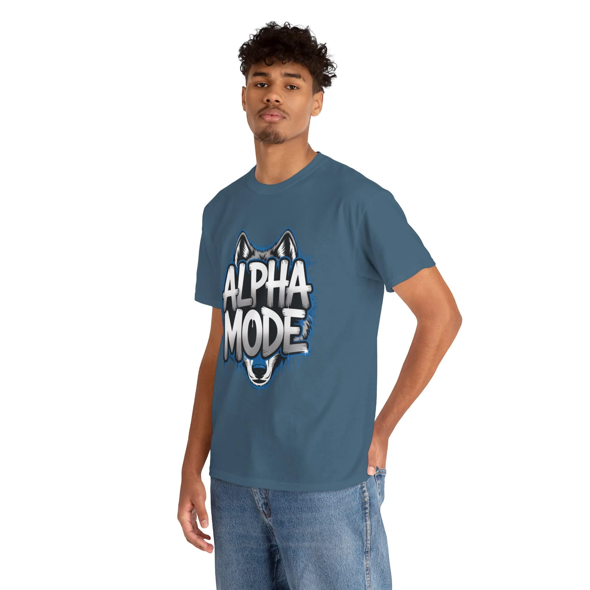 Alpha Mode Wolf Graphic Mens T-Shirt Streetwear, Alpha Tee, Wolf Tee, Street Tee, Wolf Art - Image 3