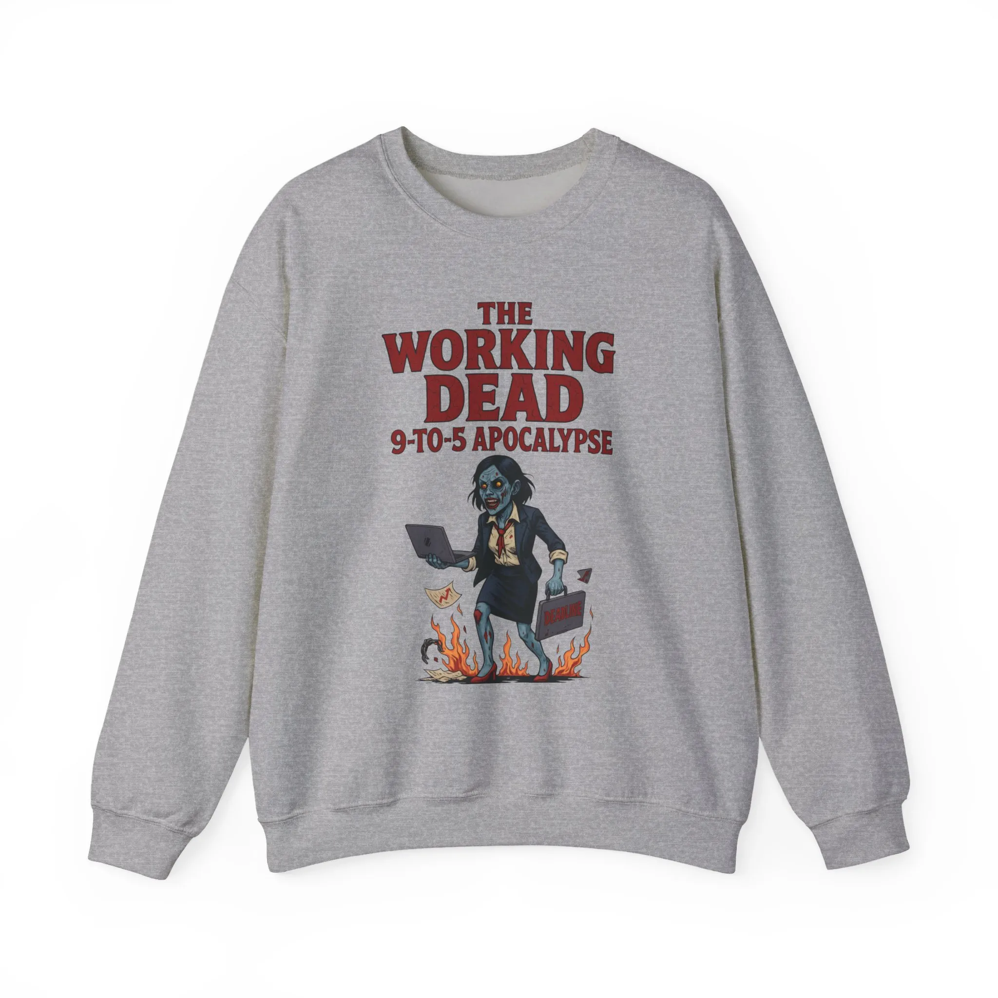 Women's The Working Dead 9-to-5 Apocalypse Sweatshirt, Funny Office Zombie Horror Pullover, Halloween Zombie Work Top - Image 7