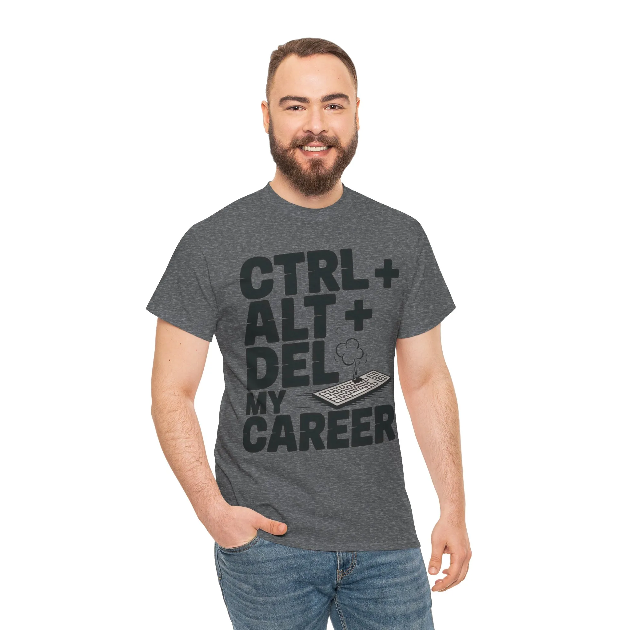 Men's Graphic Tee, Ctrl Alt Del My Career Shirt, Sarcastic Office Humor T-Shirt for Him - Image 17