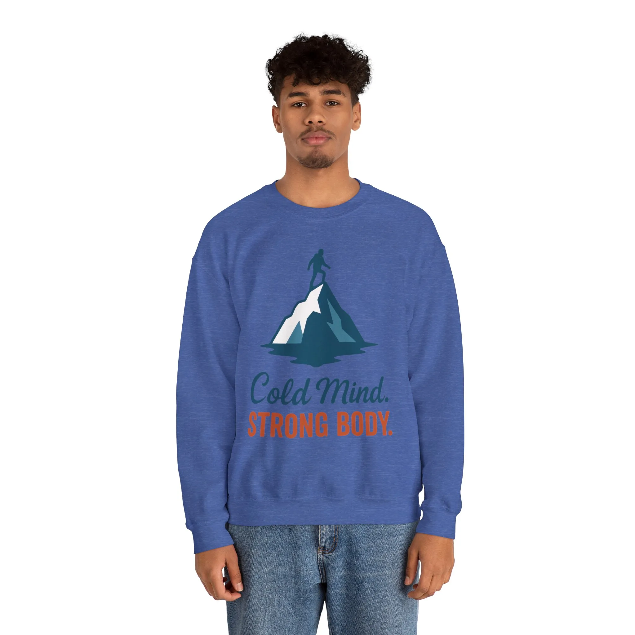 Mens Heavy Blend™ Crewneck Sweatshirt, Cold Mind Strong Body Sweatshirt, Nordic Mountain Minimalist Pullover - Image 23