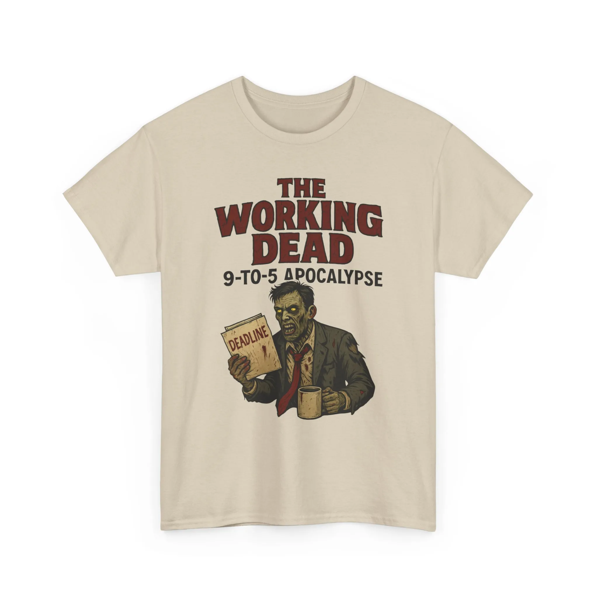 The Working Dead 9-to-5 Apocalypse Men's T-Shirt, Funny Horror Office Zombie Tee, Halloween Zombie Top, Work Humor Sweatshirt - Image 6