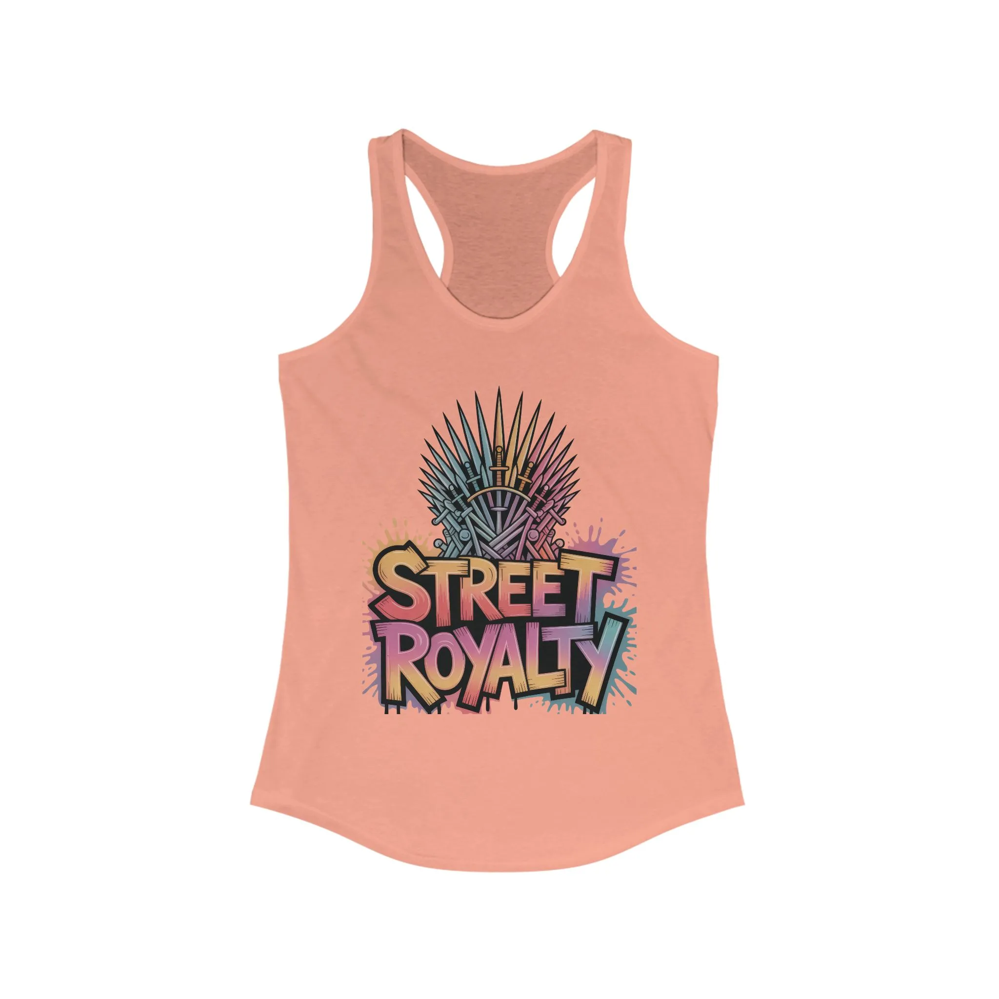 Women's Ideal Racerback Tank, Street Royalty Women's Tank Top, Graffiti Crown Graphic Shirt, Urban Streetwear Sleeveless Skater Girl Top - Image 3