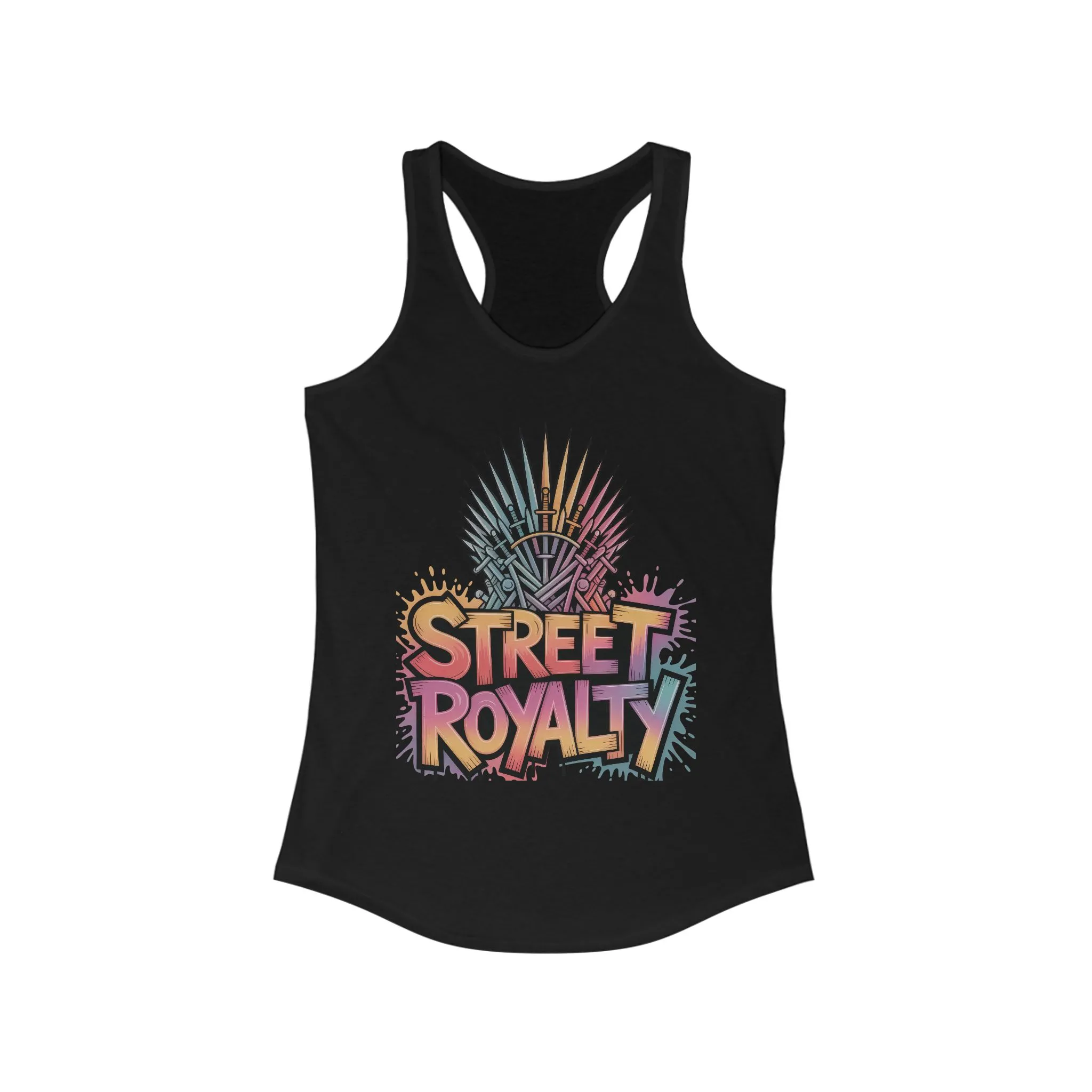 Women's Ideal Racerback Tank, Street Royalty Women's Tank Top, Graffiti Crown Graphic Shirt, Urban Streetwear Sleeveless Skater Girl Top - Image 5