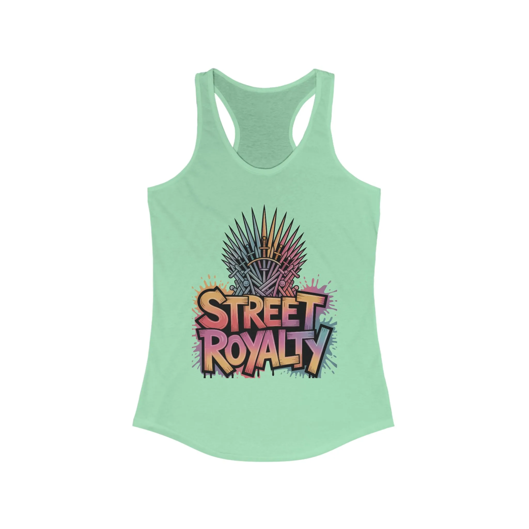 Women's Ideal Racerback Tank, Street Royalty Women's Tank Top, Graffiti Crown Graphic Shirt, Urban Streetwear Sleeveless Skater Girl Top - Image 9