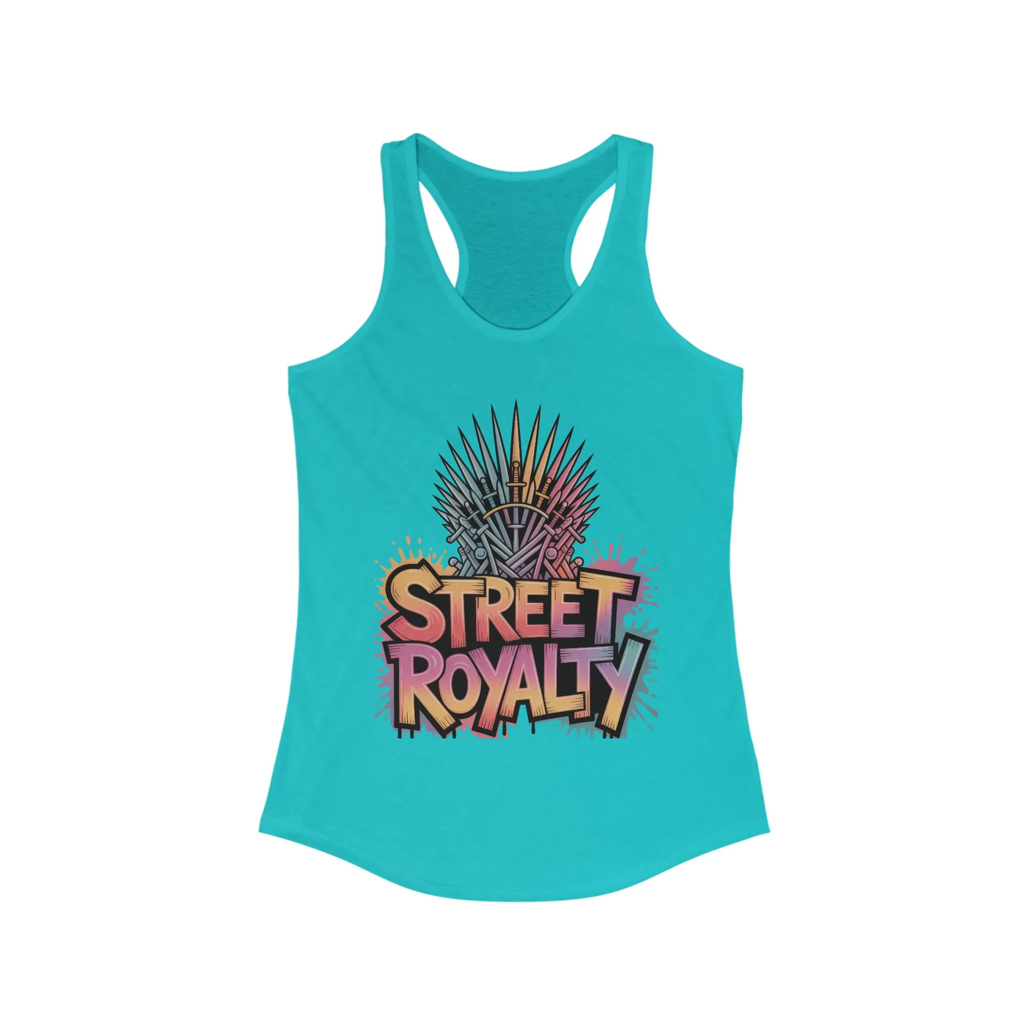 Women's Ideal Racerback Tank, Street Royalty Women's Tank Top, Graffiti Crown Graphic Shirt, Urban Streetwear Sleeveless Skater Girl Top - Image 11