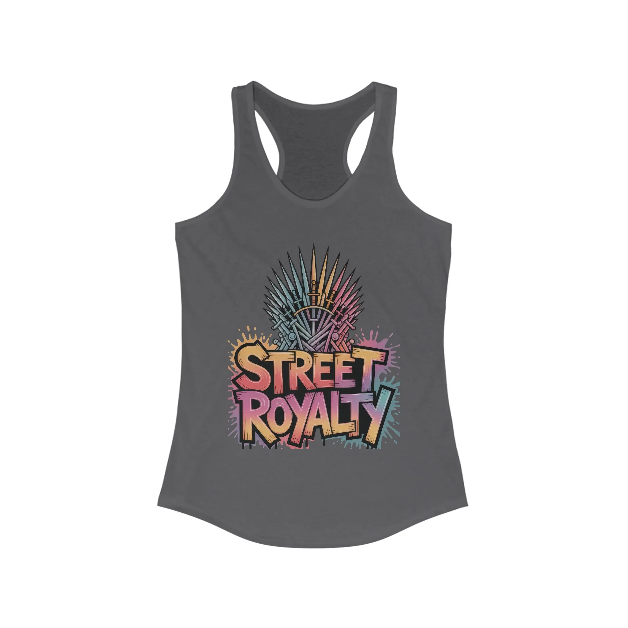 Women's Ideal Racerback Tank, Street Royalty Women's Tank Top, Graffiti Crown Graphic Shirt, Urban Streetwear Sleeveless Skater Girl Top - Image 15