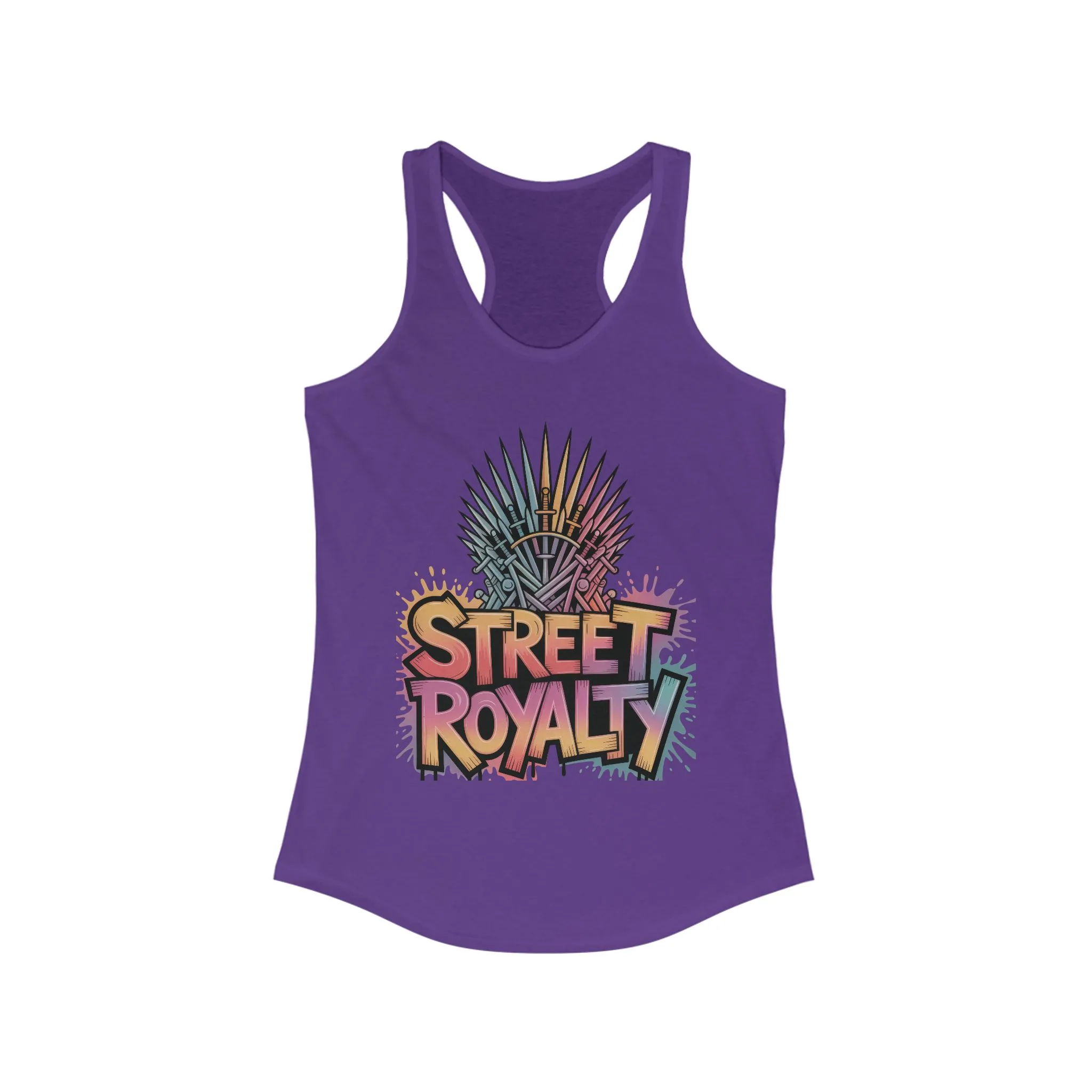 Women's Ideal Racerback Tank, Street Royalty Women's Tank Top, Graffiti Crown Graphic Shirt, Urban Streetwear Sleeveless Skater Girl Top - Image 17