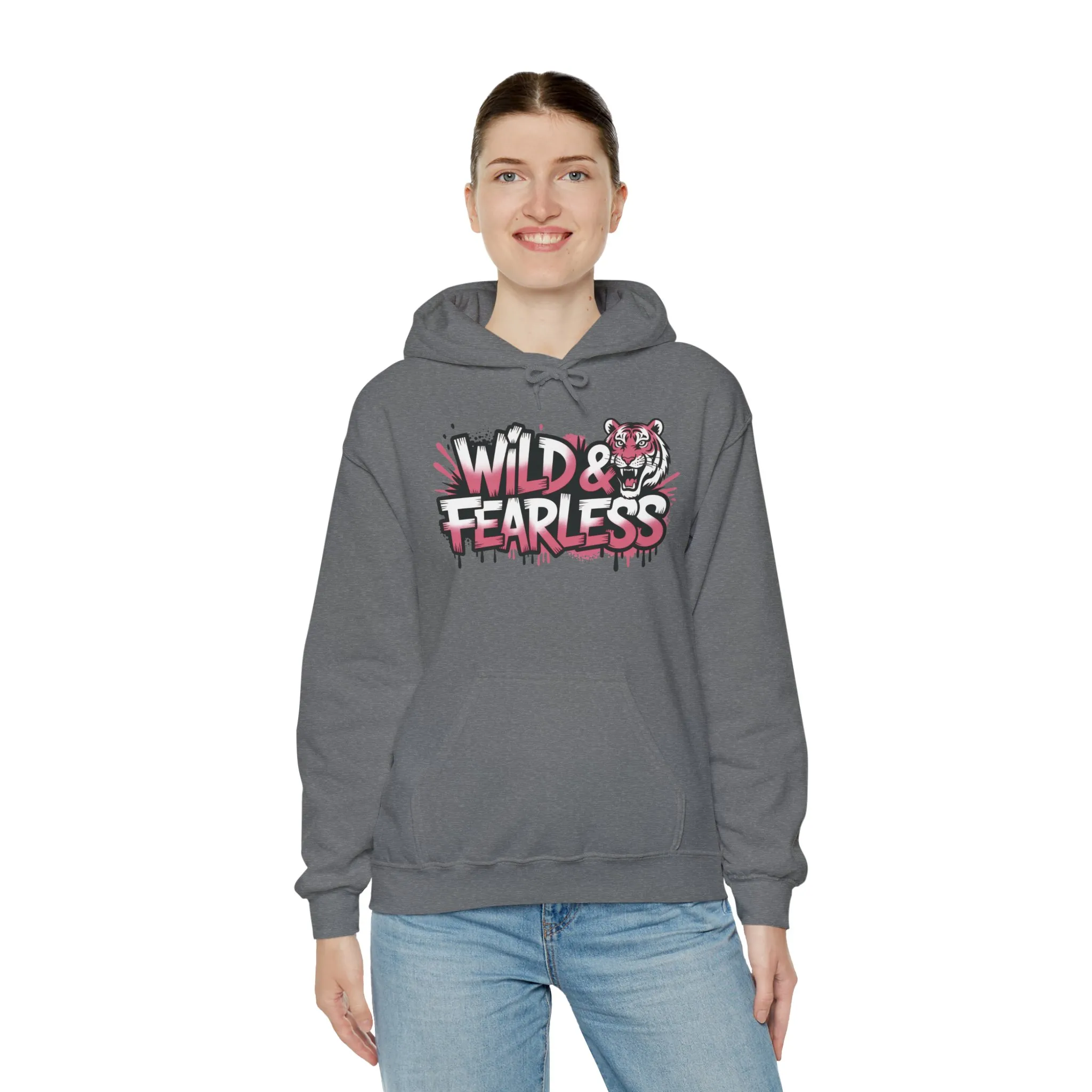 Women's Hoodie Wild & Fearless, Tiger Graffiti Graphic Pullover, Bold Urban Streetwear Hoodie - Image 8