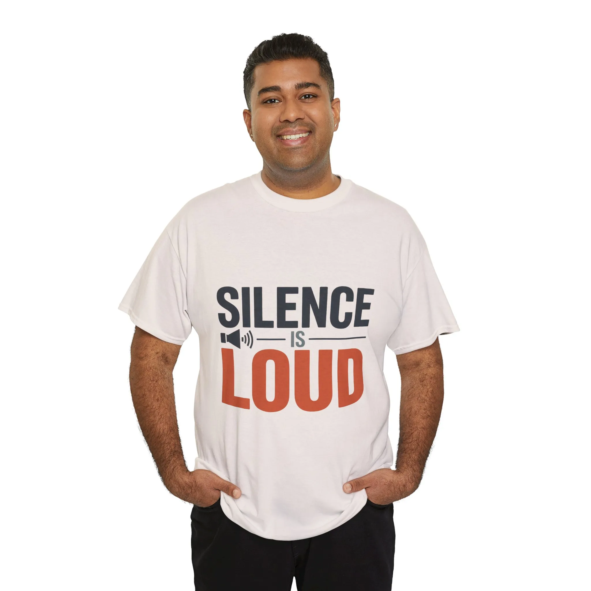 Silence Is Loud Motivational Quote Mens T-Shirt, Silence Tee, ironic Tee, Graphic Tee - Image 3
