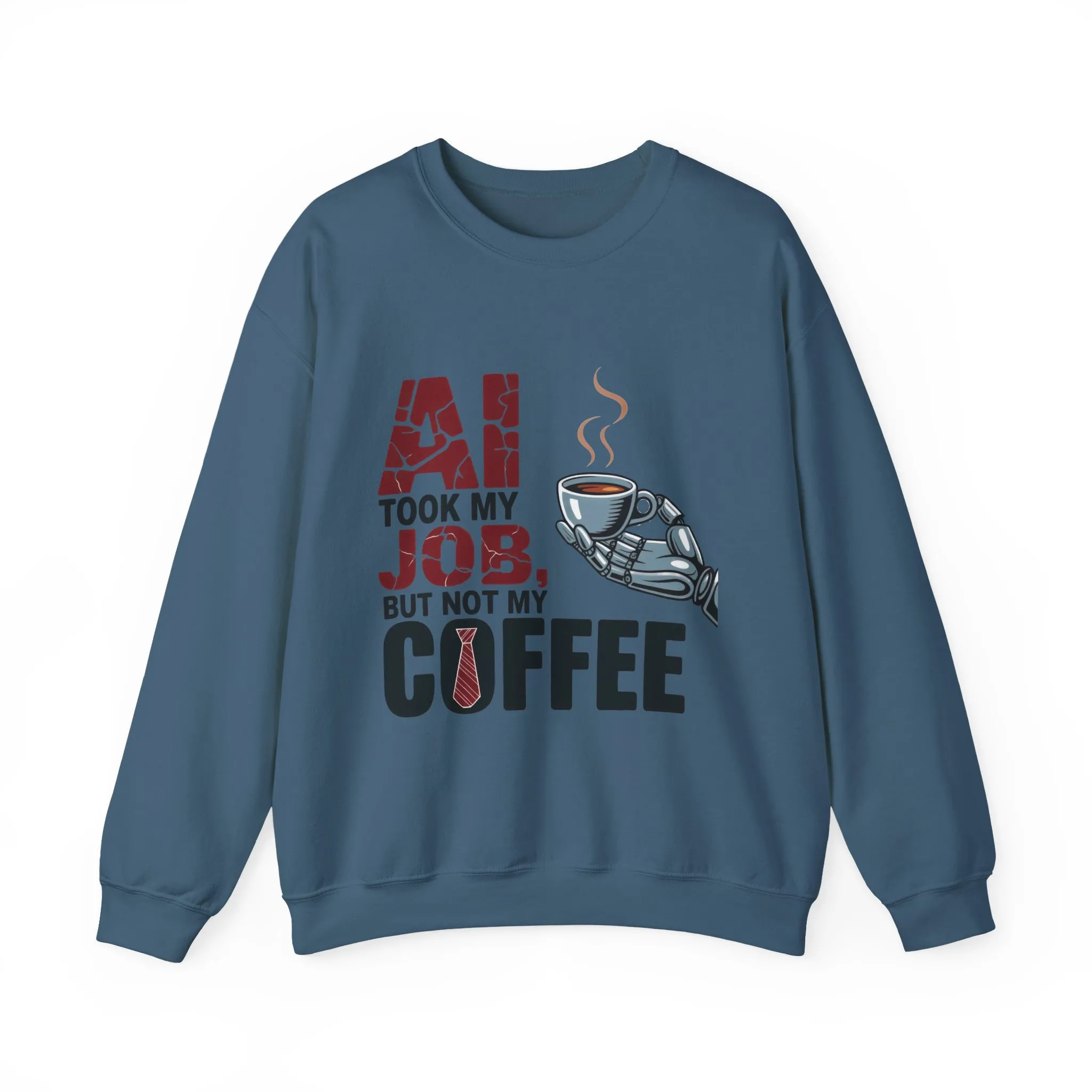 Men's AI Coffee Sweatshirt, Funny Robot Humor Pullover, Geek Sarcastic Job Joke Top, Men's Heavy Blend™ Crewneck Sweatshirt, Office Humor - Image 16