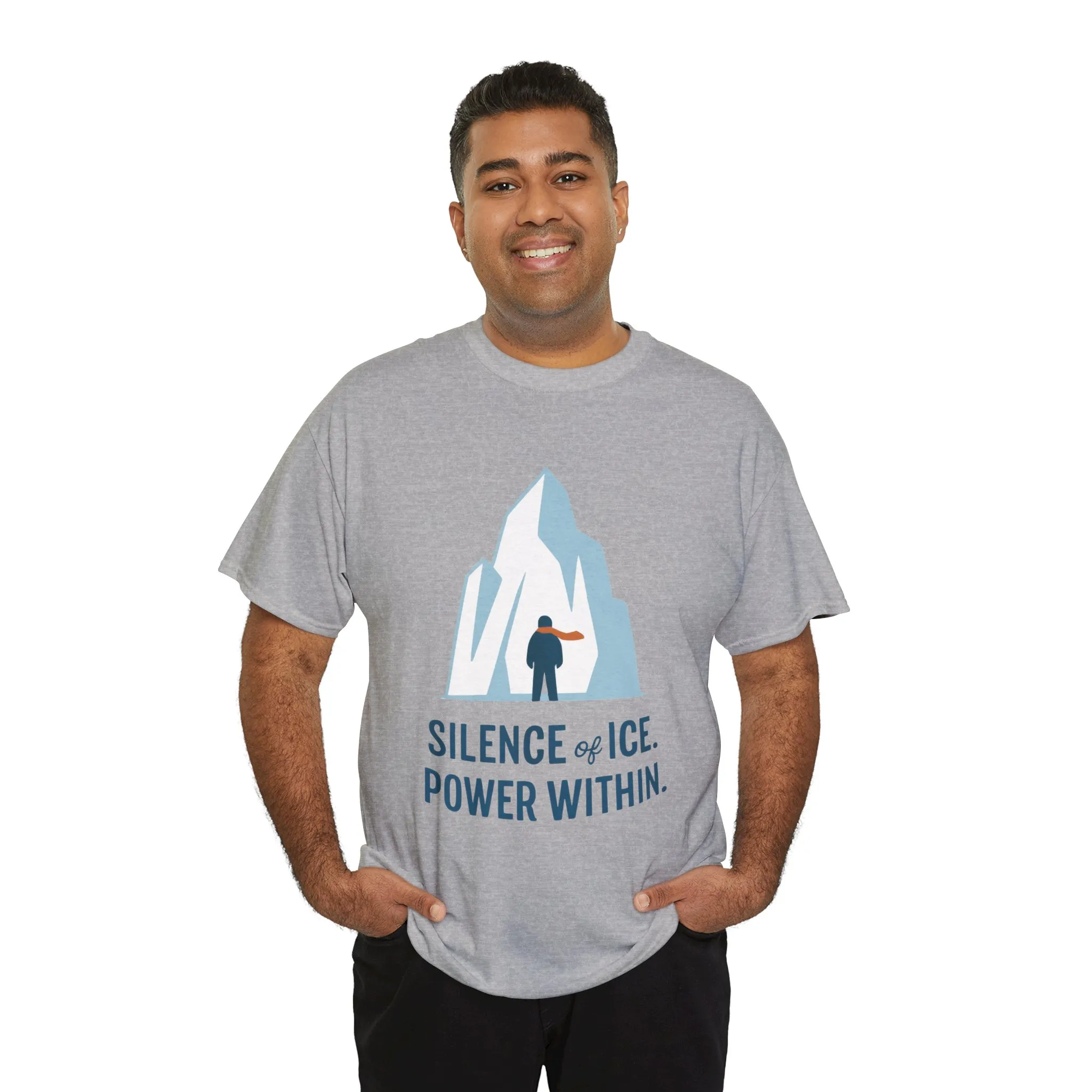 Silence of Ice Power Within Mens T-Shirt, Minimalist Nordic Iceberg Graphic Tee - Image 12