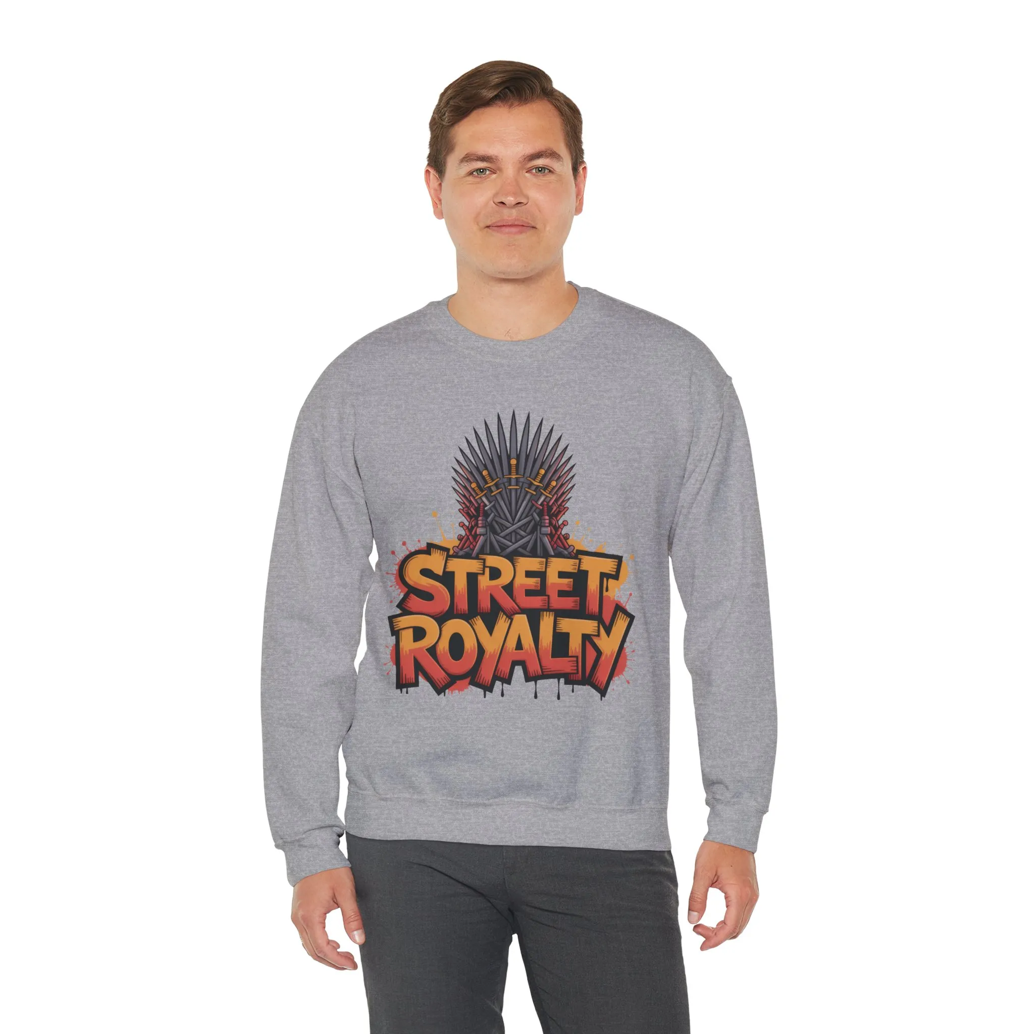 Street Royalty Men's Crewneck Sweatshirt, Graffiti Crown Graphic Pullover, Urban Streetwear Top for Men - Image 9