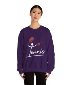 Womens Heavy Blend™ Crewneck Sweatshirt, Womens Tennis Sweatshirt, Cute Sports Graphic Pullover, Workout Gym Activewear Top