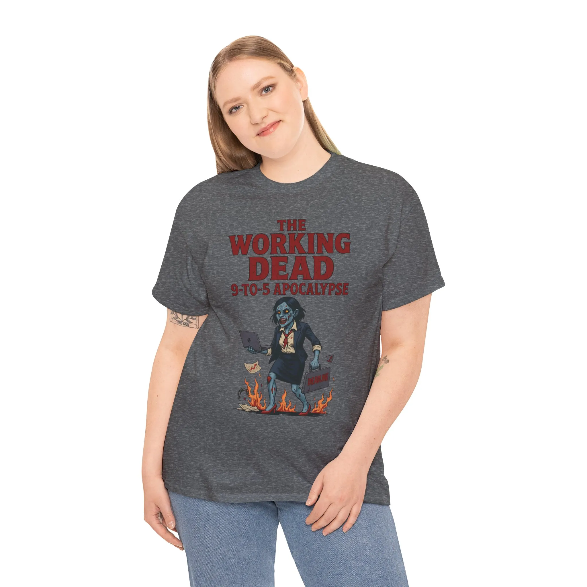 The Working Dead 9-to-5 Apocalypse Women's T-Shirt, Horror Office Zombie Top, Halloween Office Humor - Image 8