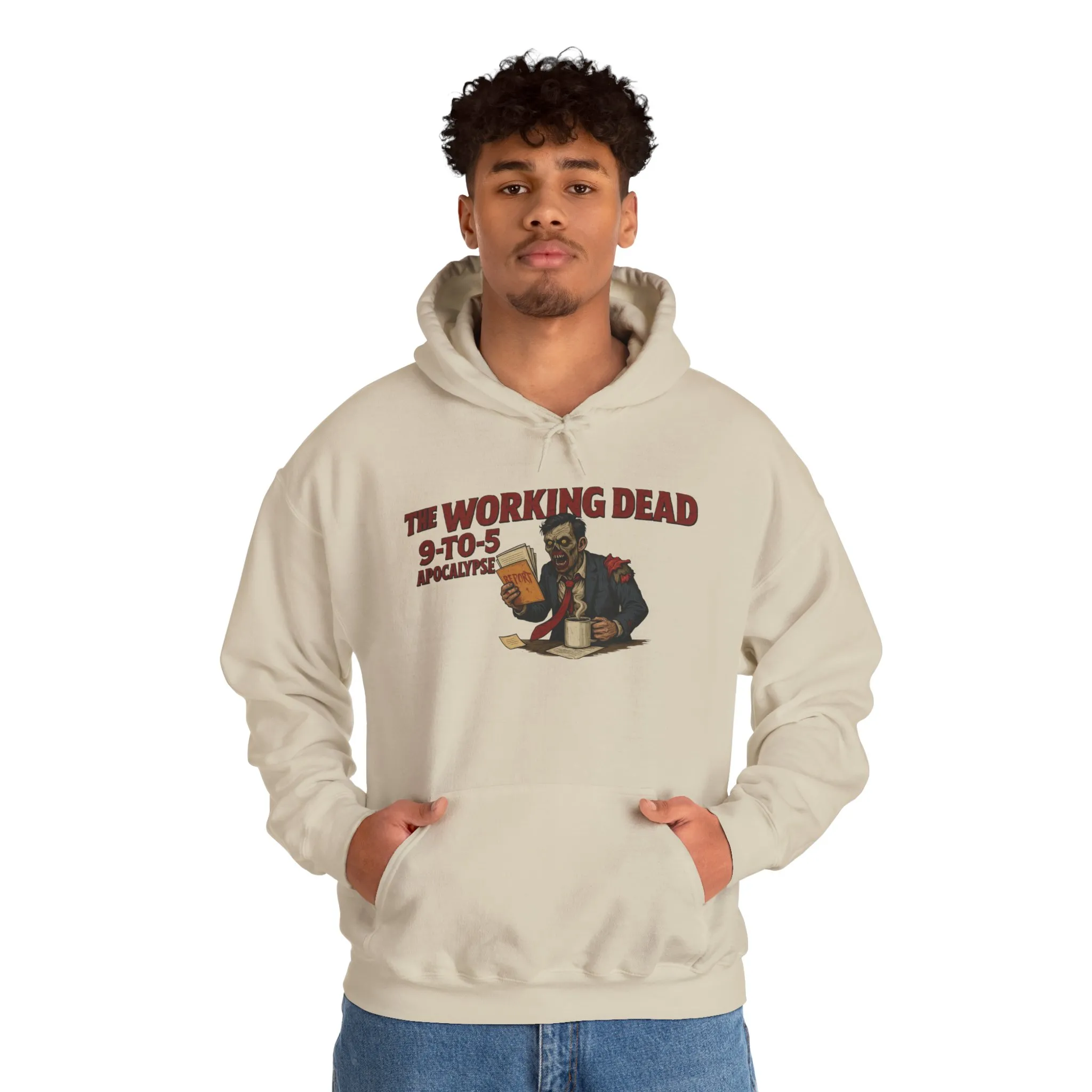 The Working Dead 9-to-5 Apocalypse Hoodie, Men's Horror Office Zombie Sweatshirt, Halloween Zombie Work Top - Image 11