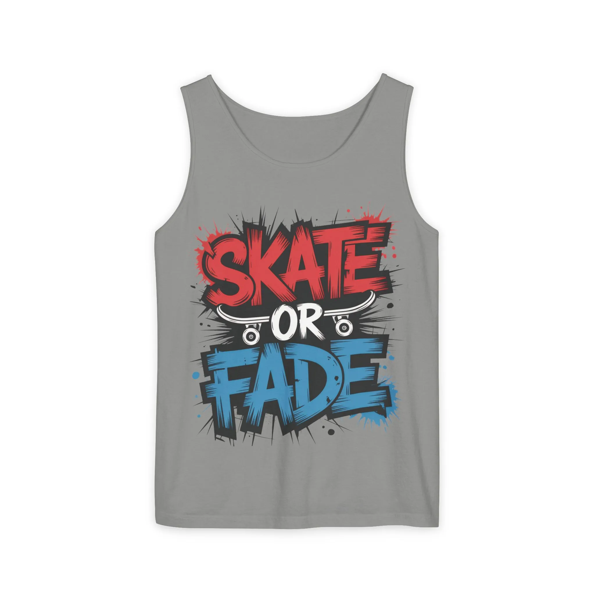 Skate Or Fade Men's Tank Top, Graffiti Skateboard Graphic Muscle Shirt, Urban Streetwear Sleeveless Top, Men's Garment-Dyed Tank Top - Image 18