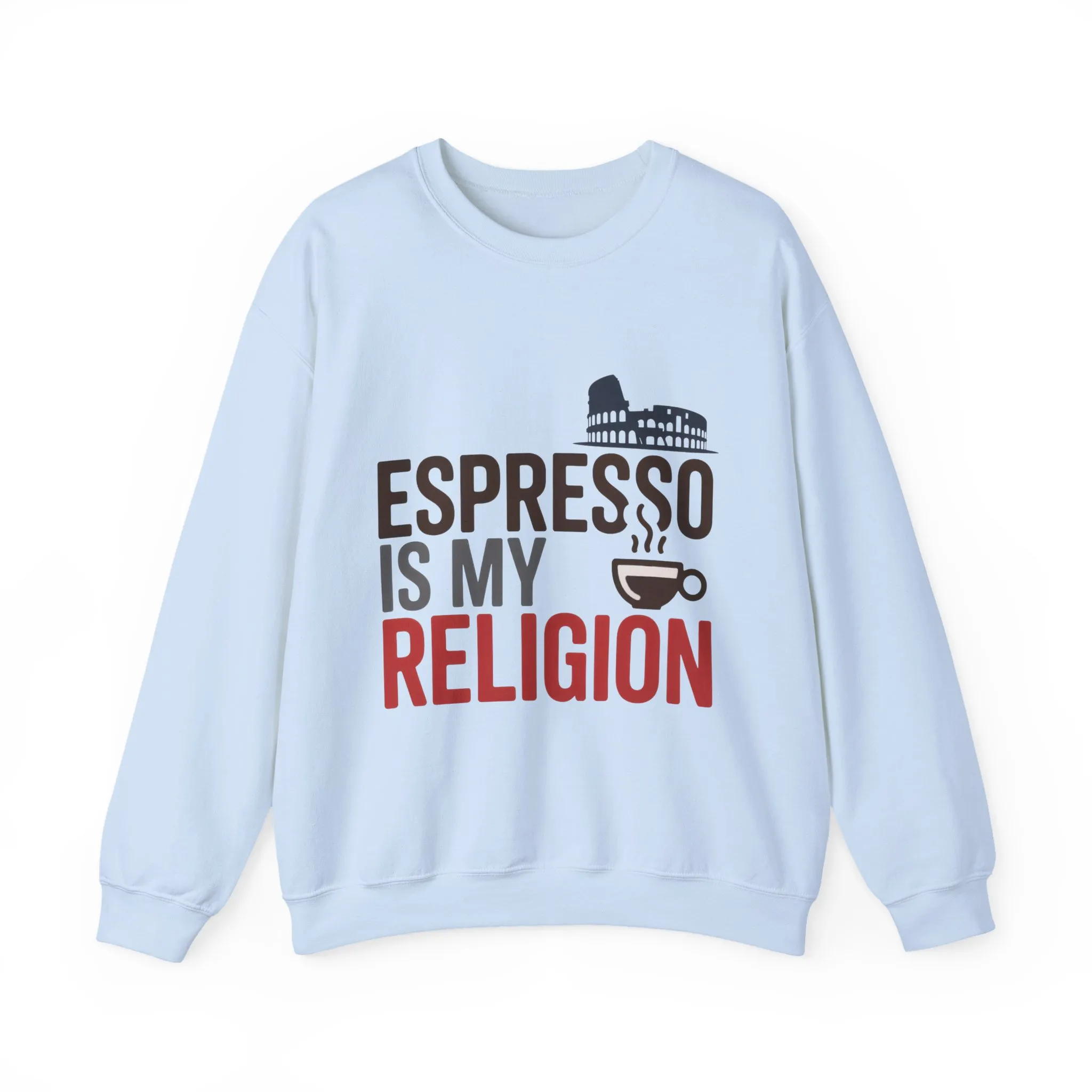 Mens Heavy Blend™ Crewneck Sweatshirt, Espresso Is My Religion Coffee Rome Mens Sweatshirt, Barista Gift, Coffee Lover Gift - Image 13
