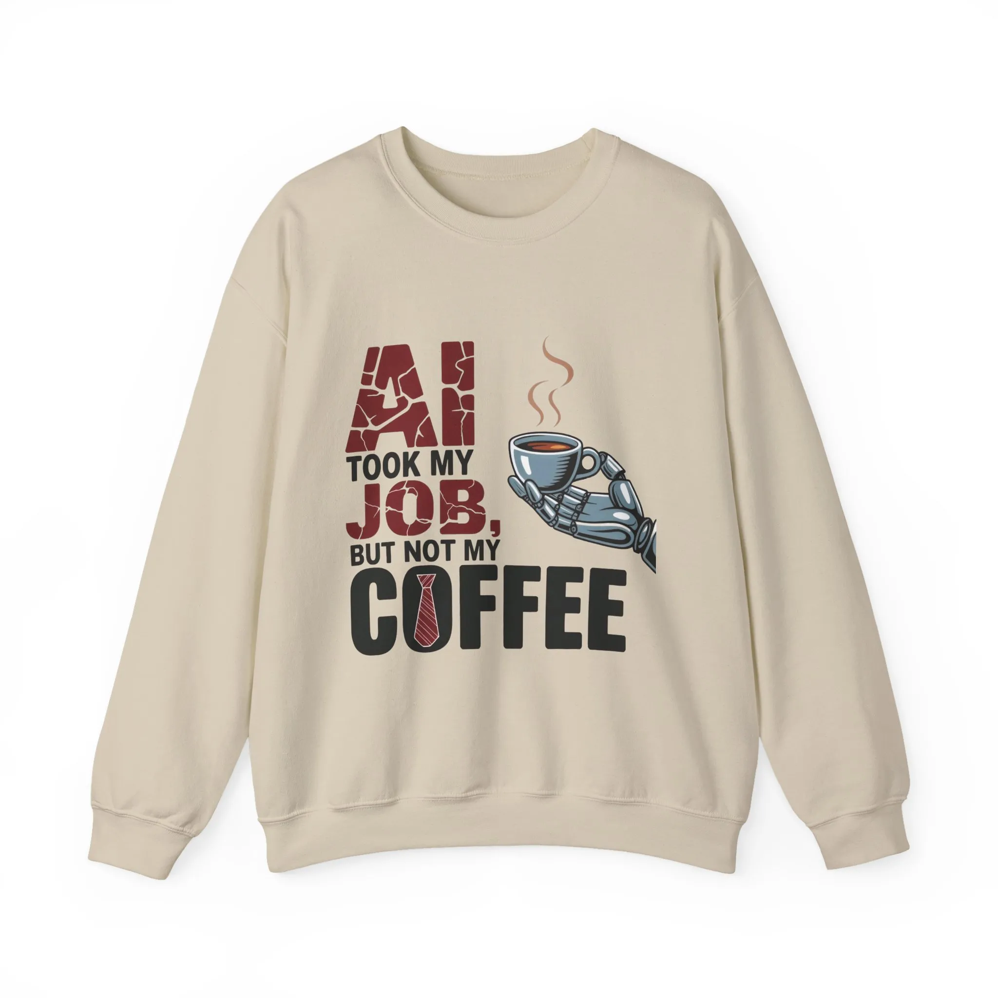 Men's AI Coffee Sweatshirt, Funny Robot Humor Pullover, Geek Sarcastic Job Joke Top, Men's Heavy Blend™ Crewneck Sweatshirt, Office Humor - Image 7