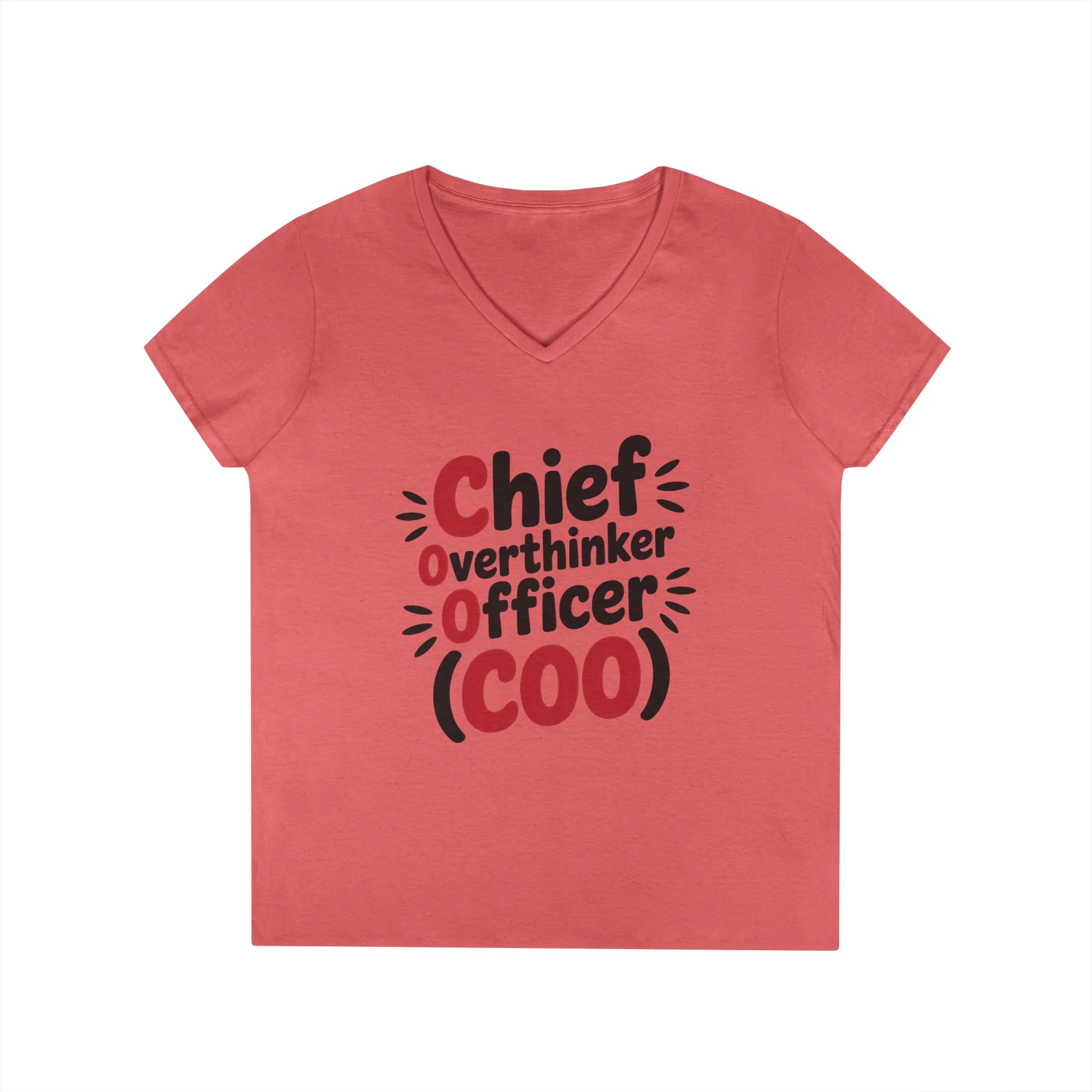 Ladies' V-Neck T-Shirt, Women's COO T-Shirt, Chief Overthinker Officer Funny Graphic Tee, Sarcastic Work Shirt - Image 7