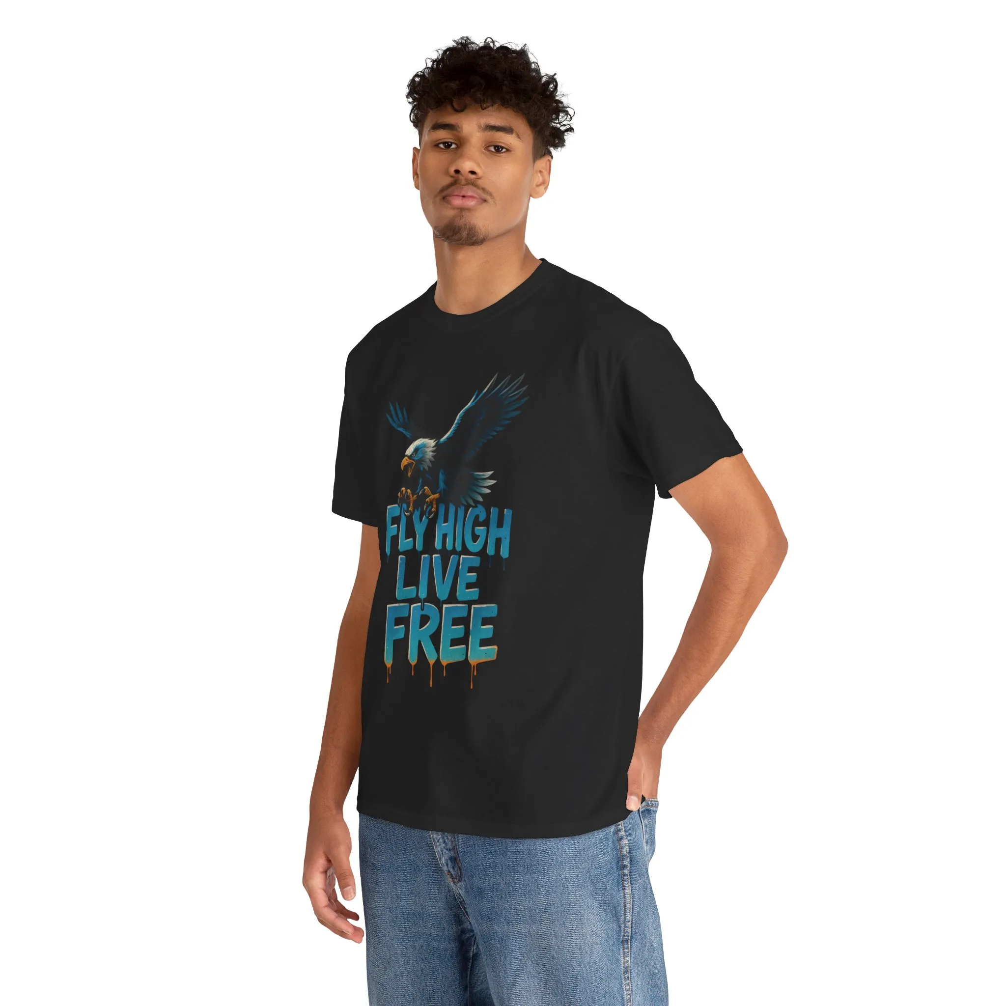 Fly High Live Free Eagle Graphic Mens T-Shirt, Eagle Tee, Fly Free Tee, Wild Flight - Image 6