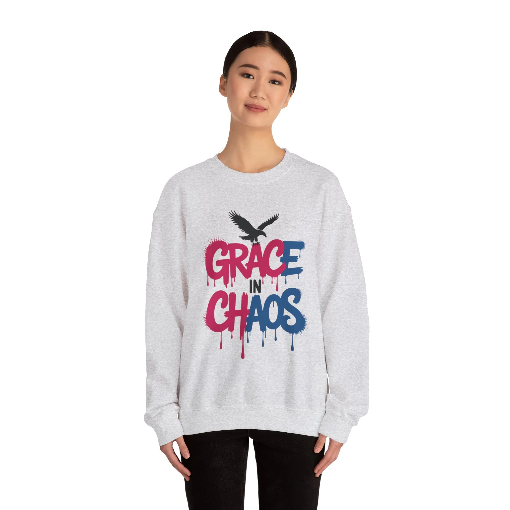 Women's Sweatshirt Grace in Chaos, Graffiti Dripping Street Art Pullover, Bold Urban Graphic - Image 5