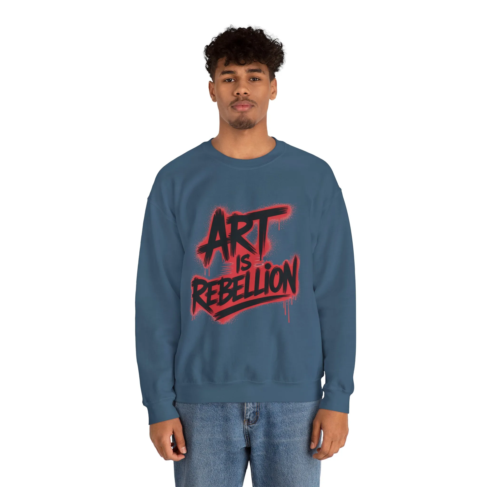Men's Heavy Blend™ Crewneck Sweatshirt, Art Is Rebellion Men's Crewneck Sweatshirt, Graffiti Street Art Pullover, Urban Rebellion Streetwear - Image 23