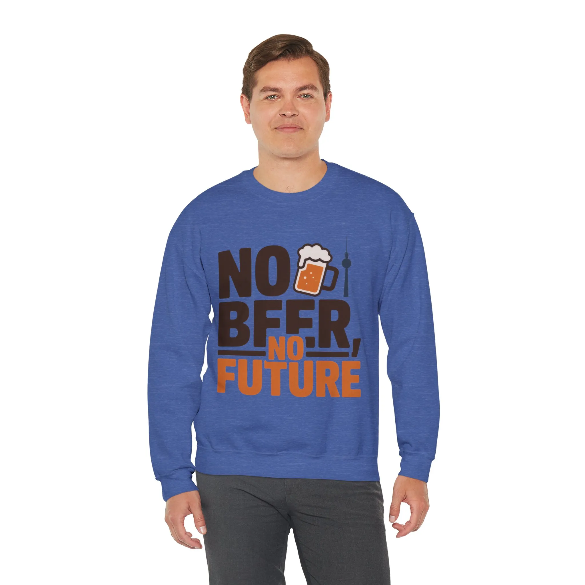 Mens Heavy Blend™ Crewneck Sweatshirt, No Beer No Future Funny Beer Mens Sweatshirt - Image 3