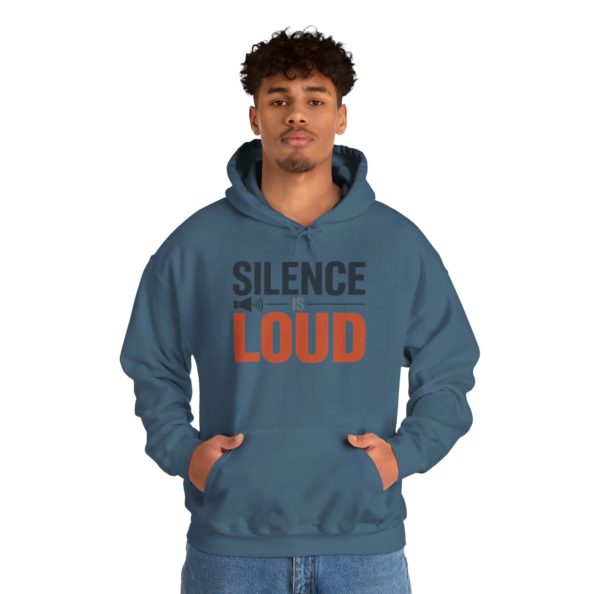 Mens Heavy Blend™ Hooded Sweatshirt, Silence Is Loud Graphic Motivational Mens Hoodie - Image 23