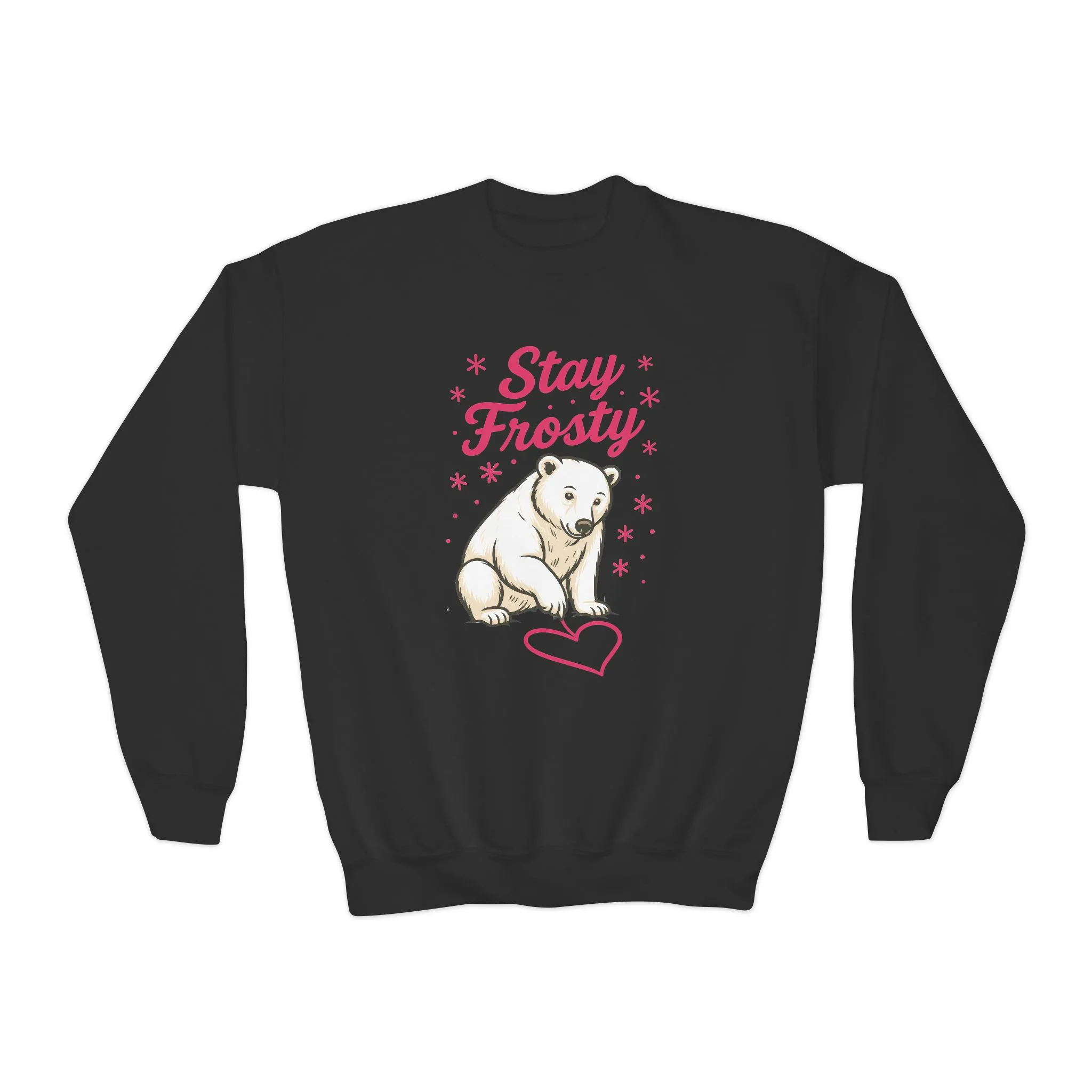 Youth Crewneck Sweatshirt, Kids Stay Frosty Polar Bear Sweatshirt, Cute Winter Animal Pullover for Children - Image 5