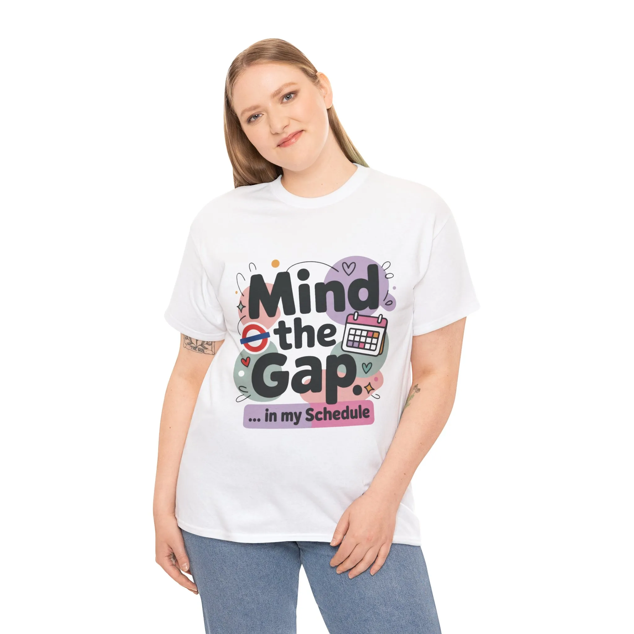 Womens Funny T-Shirt, Mind The Gap, Office Humor Schedule Graphic Tee - Image 3